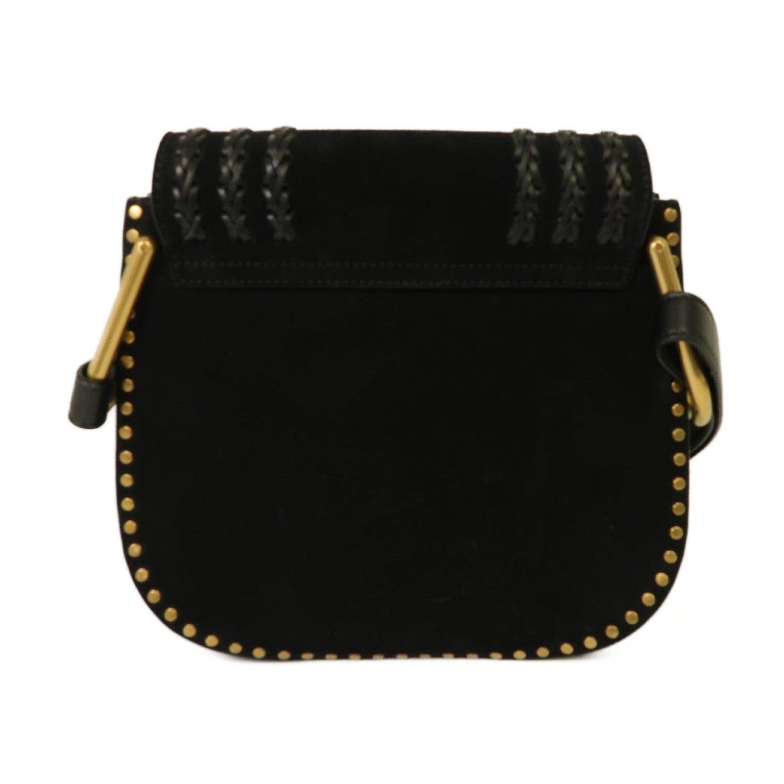 Chloe 【激減優惠】麂皮皮革Hudson Shoulder Bag金扣肩背袋黒色