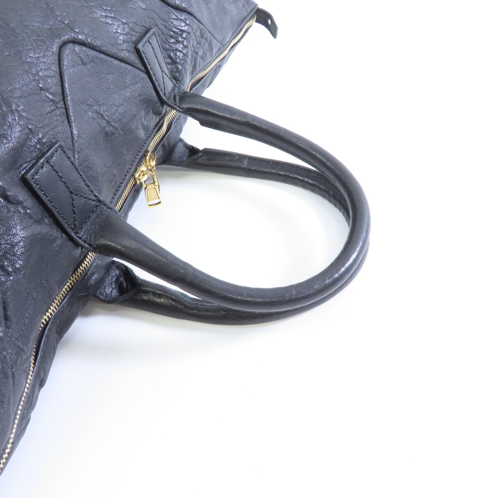 YVES SAINT LAURENT 【激減優惠】皮革Handbag金扣手挽袋黑色