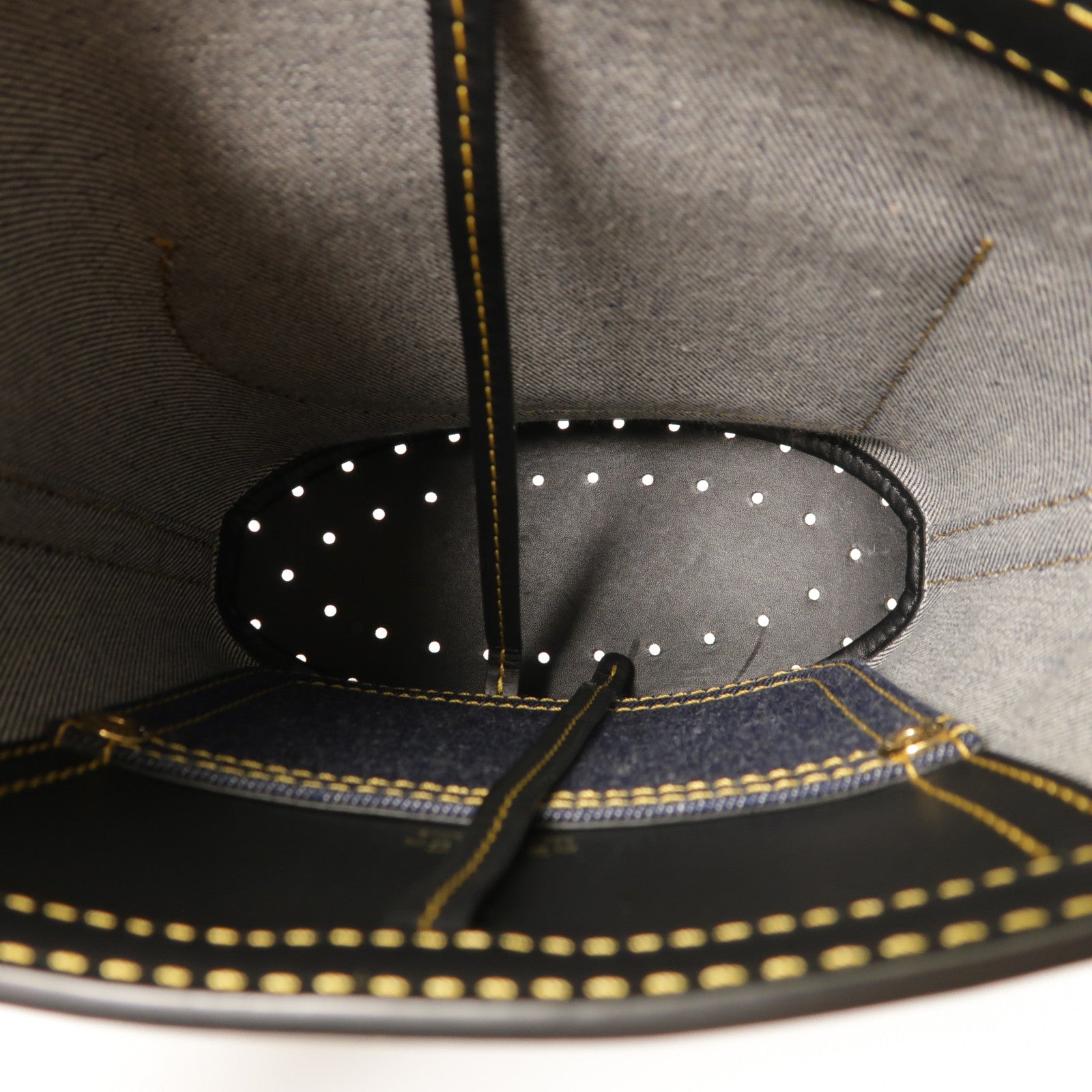 Delvaux 牛仔布/牛皮皮革Pin Mini Denim Bucket Bag金扣手挽袋