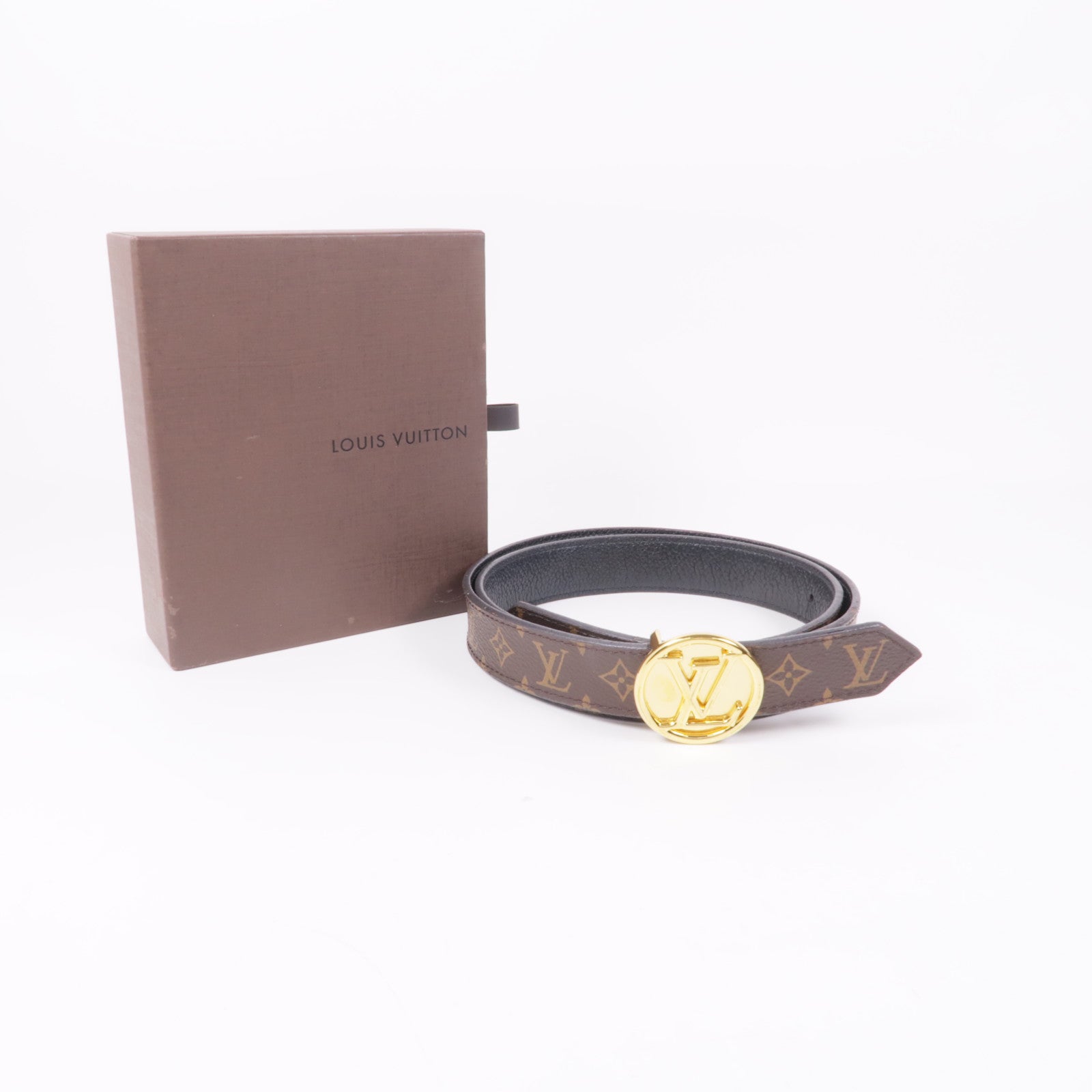LOUIS VUITTON Monogram CIRELE GOLD REVERIBLE金扣皮帶