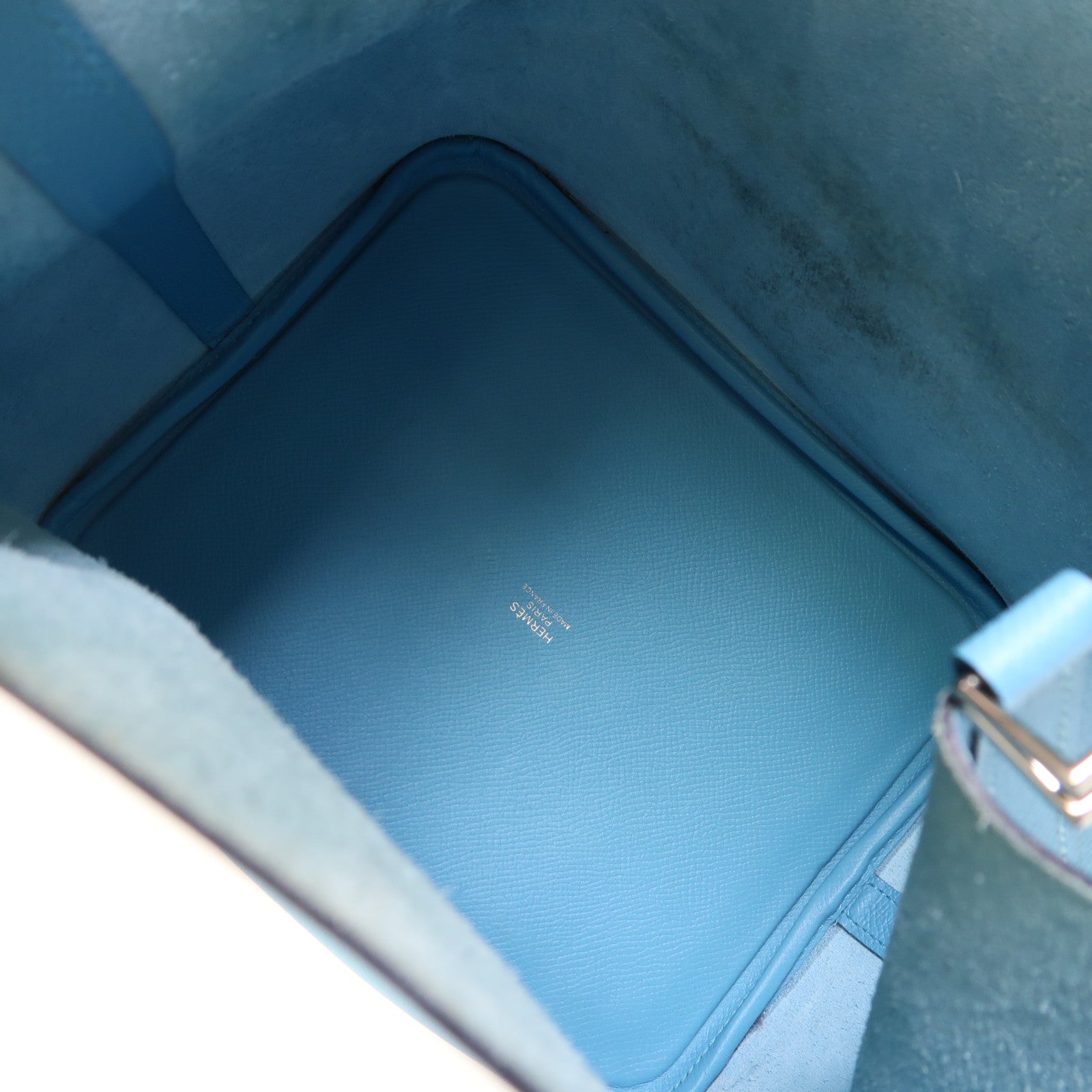 HERMES Epsom皮革Picotin MM銀扣手挽袋Bleu Du Nord