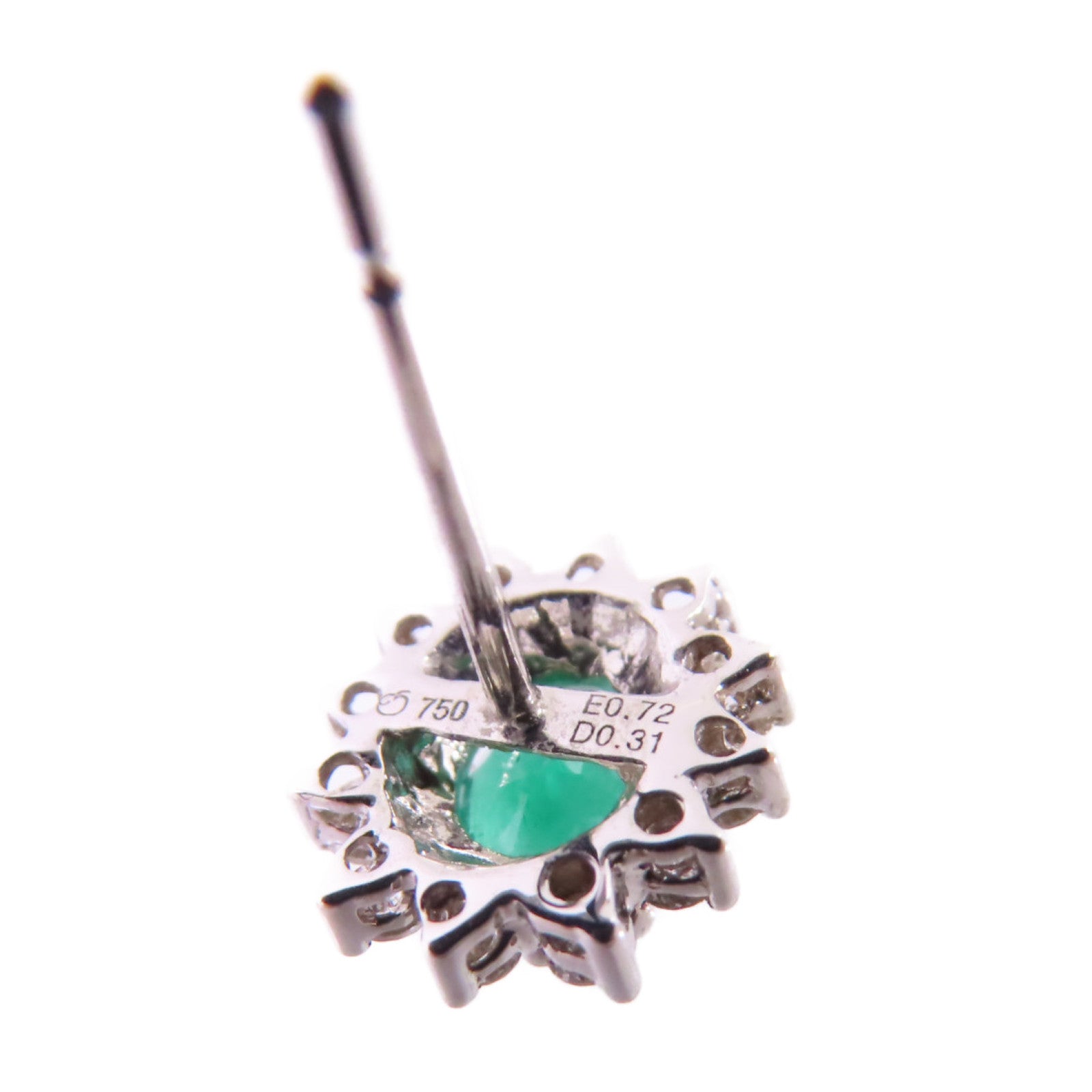 JEWELRY 18K白金/0.72ct綠寶石/0.31ct鑽石Emerald Diamond Earrings銀扣耳環