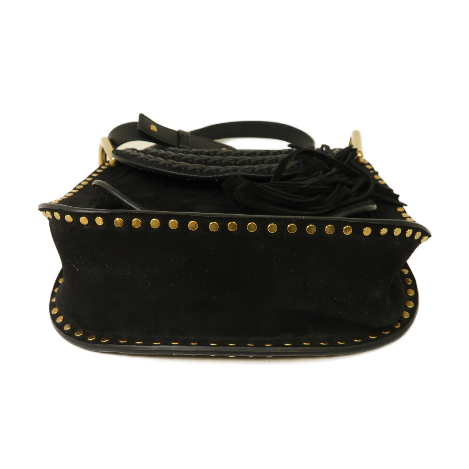 Chloe 【激減優惠】麂皮皮革Hudson Shoulder Bag金扣肩背袋黒色