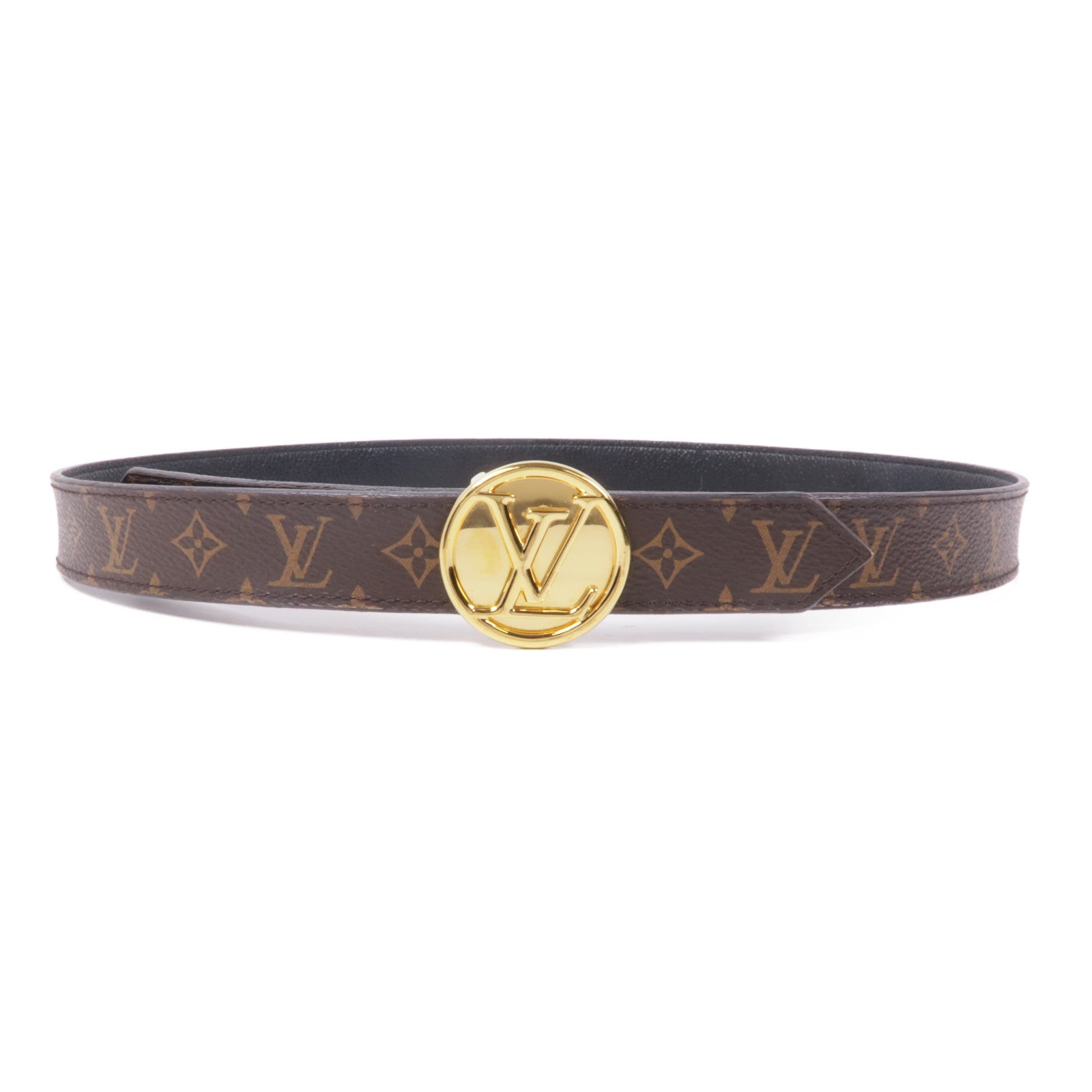 LOUIS VUITTON Monogram CIRELE GOLD REVERIBLE金扣皮帶