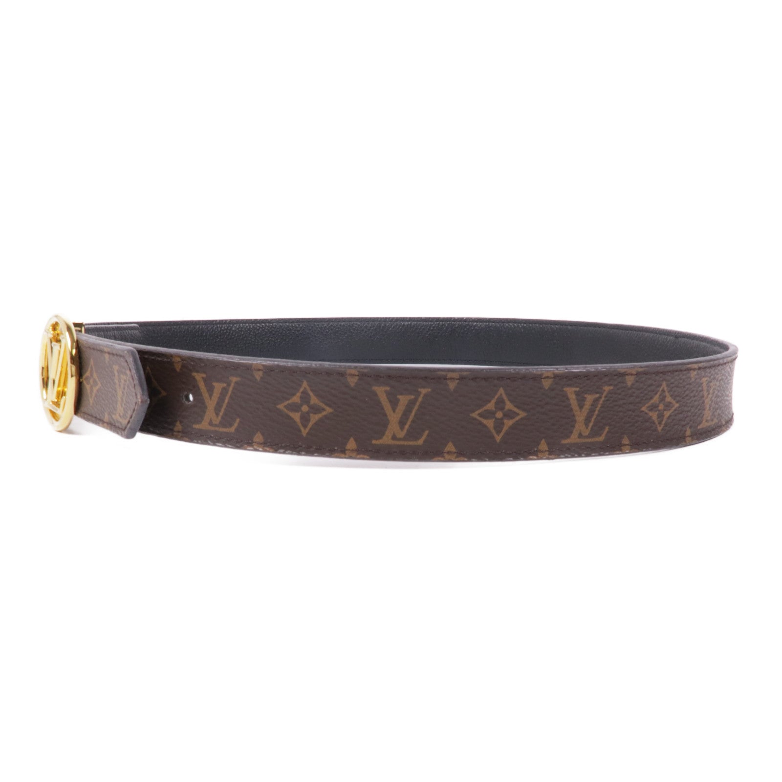 LOUIS VUITTON Monogram CIRELE GOLD REVERIBLE金扣皮帶