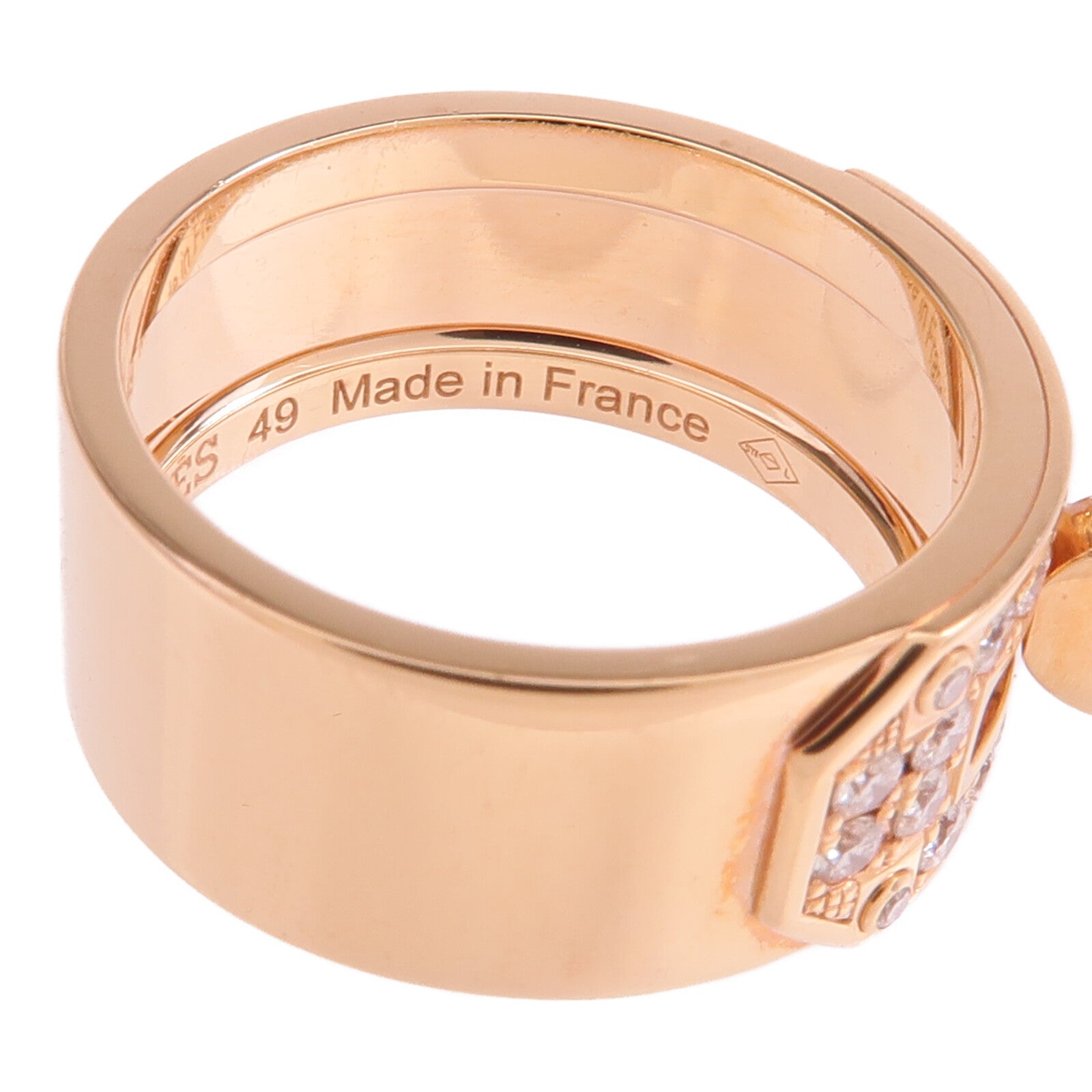 HERMES 18K玫瑰金Bague Kelly Ring鑽石戒指