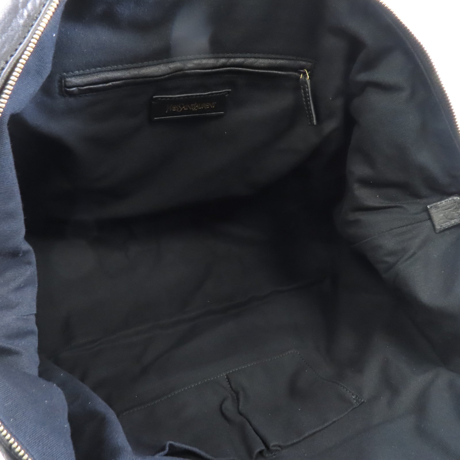 YVES SAINT LAURENT 【激減優惠】皮革Handbag金扣手挽袋黑色