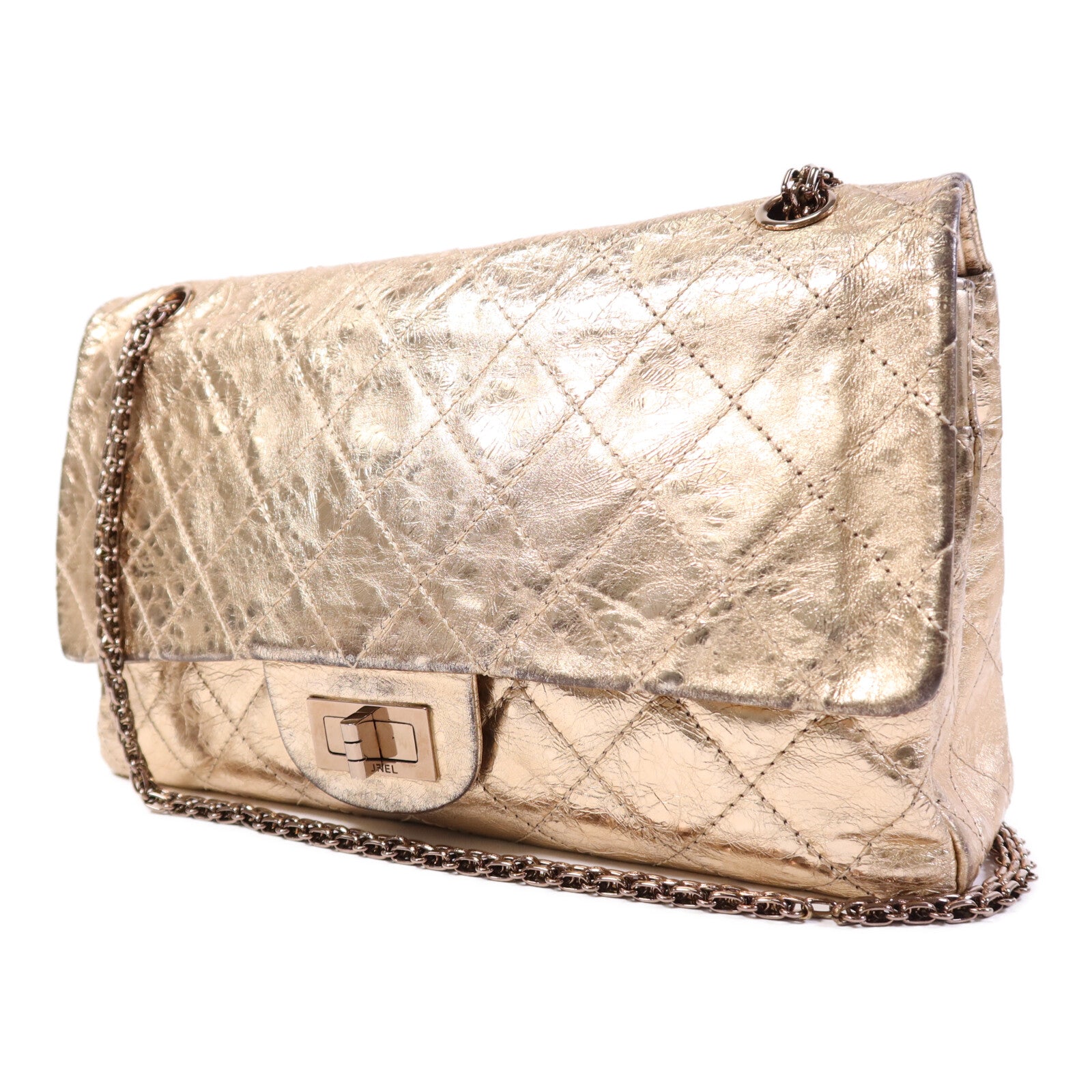 CHANEL 牛皮皮革2.55金扣鏈帶肩背袋