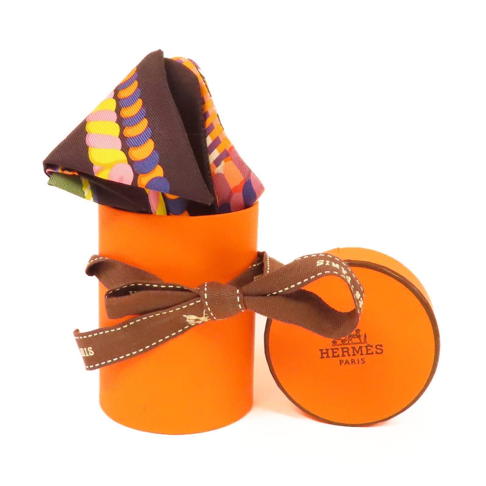 HERMES 【激減優惠】絲質Twilly絲巾黒色/卡其色/彩色
