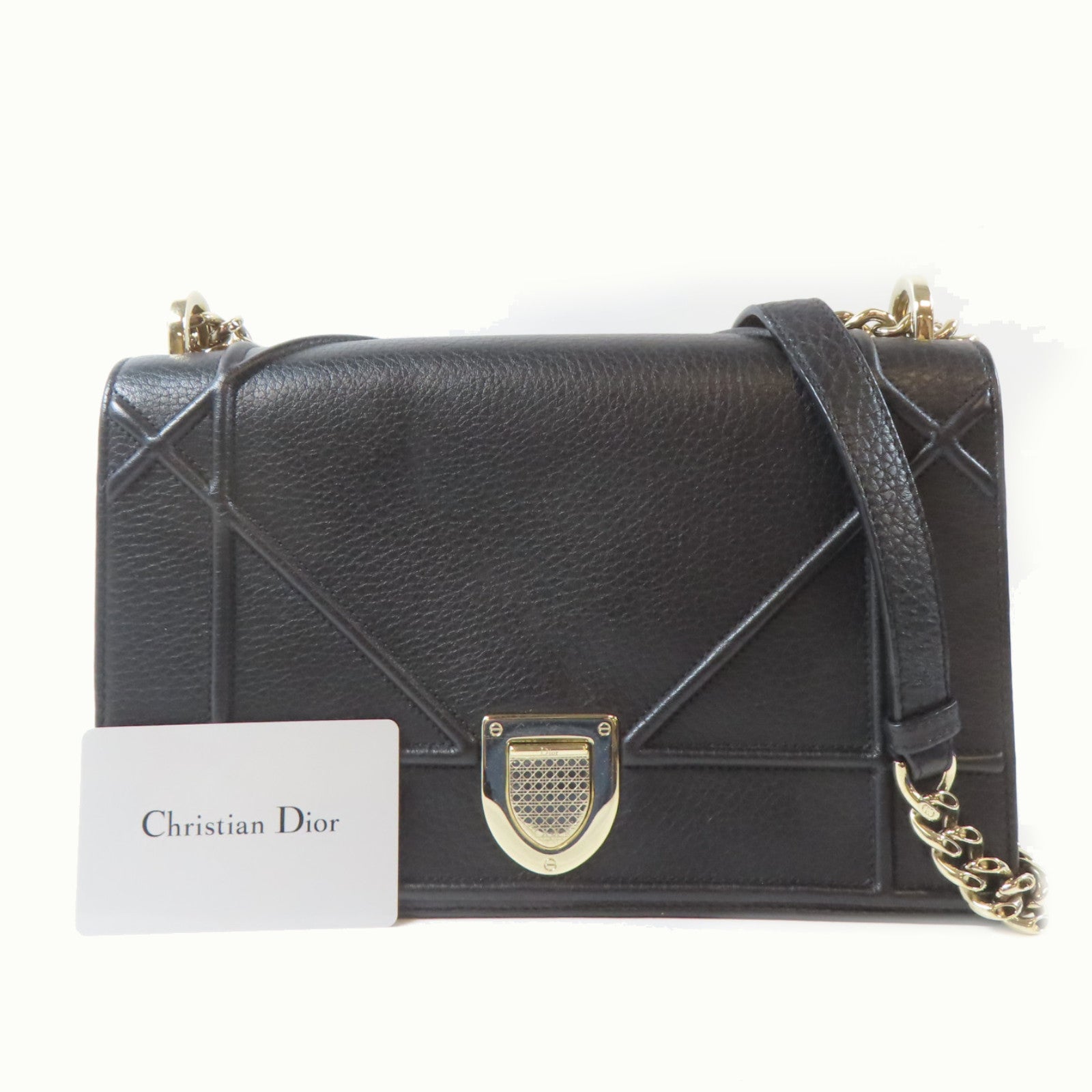 Dior 【激減優惠】牛皮皮革Diorama金扣鏈帶肩背袋黑色