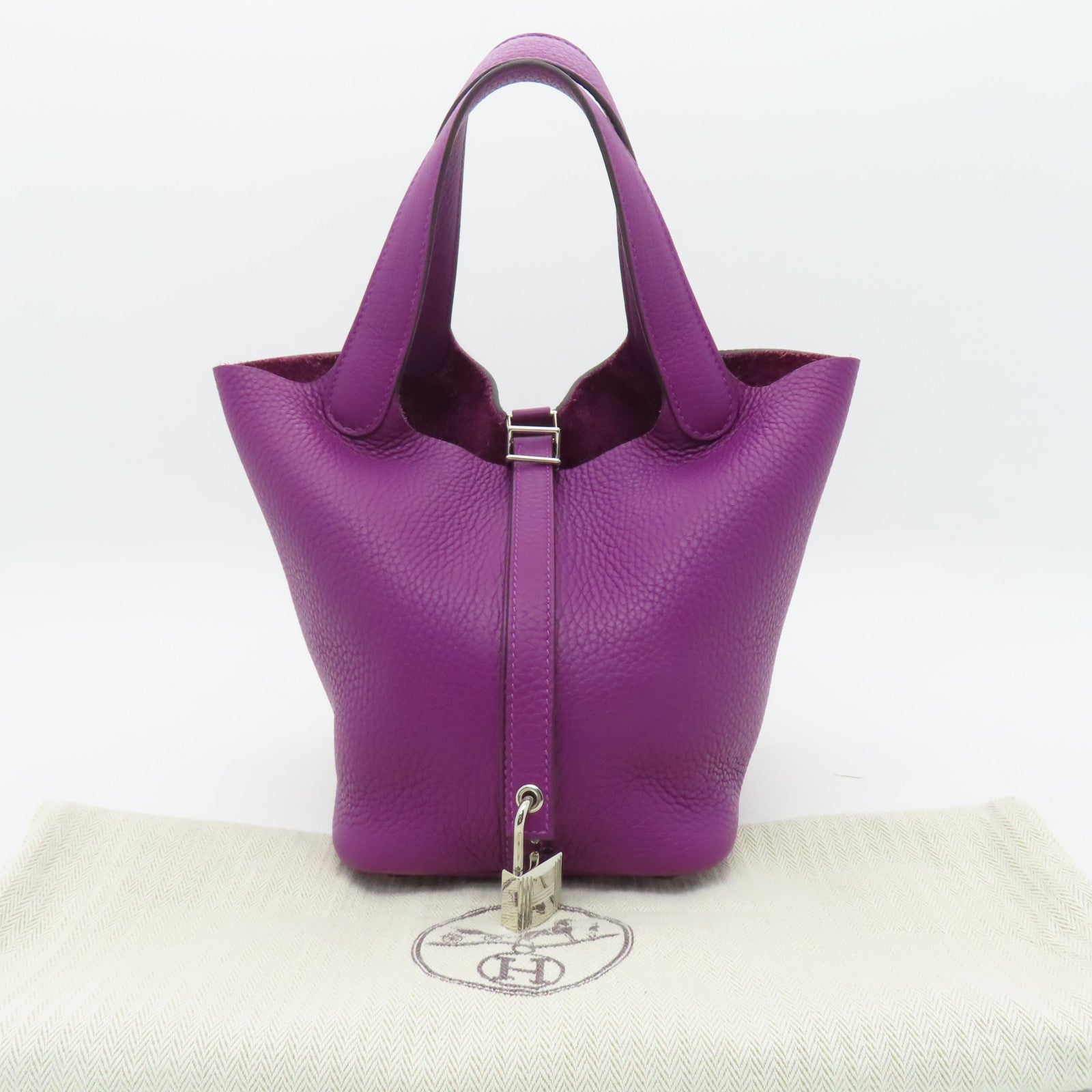 HERMES 【清倉大減價】Clemence Picotin PM銀扣手挽袋Anemone海葵紫色