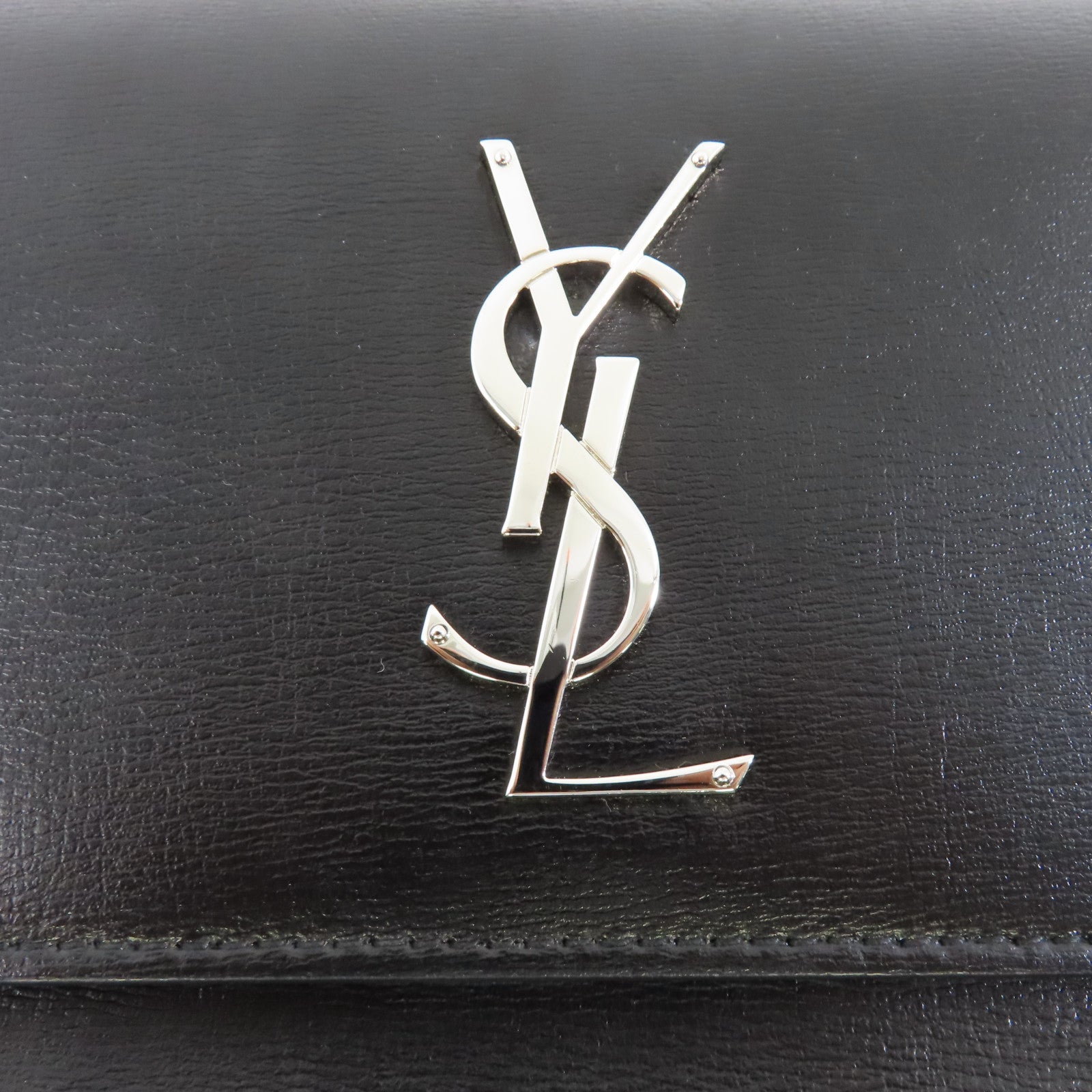 SAINT LAURENT 牛皮皮革Sunset銀扣鏈帶肩背袋黑色