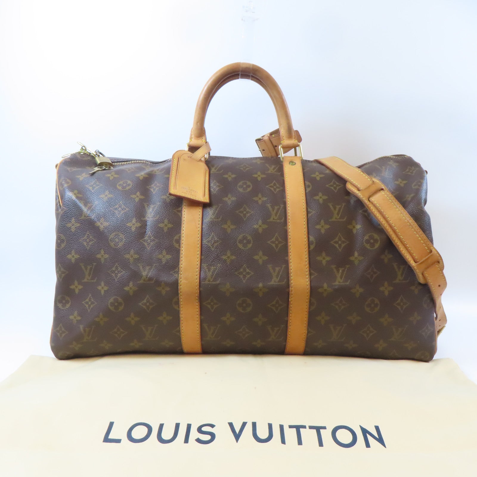 LOUIS VUITTON Monogram Keepall Bandouliere 50 Travel Bag金扣手挽肩背兩用袋啡色