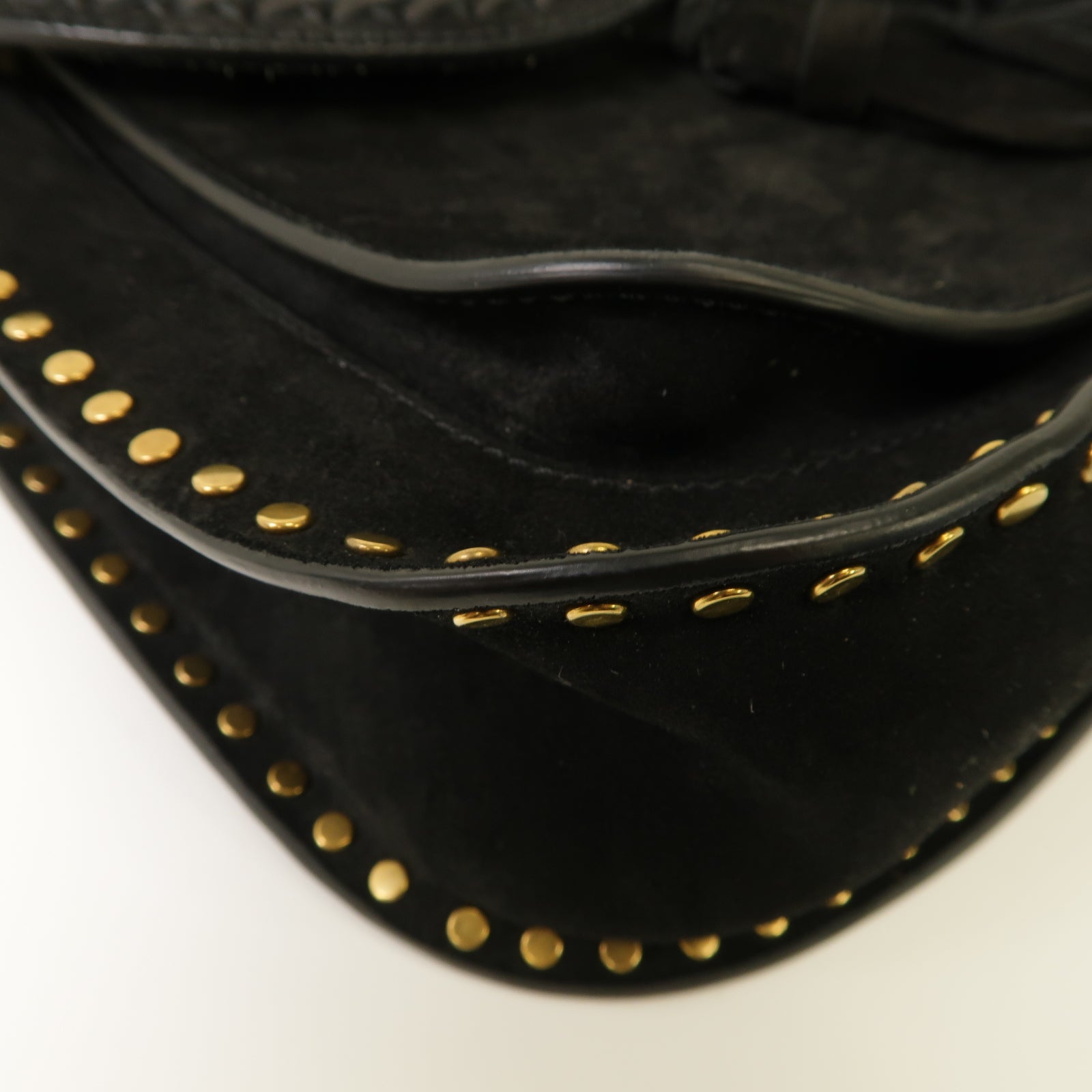 Chloe 【激減優惠】麂皮皮革Hudson Shoulder Bag金扣肩背袋黒色