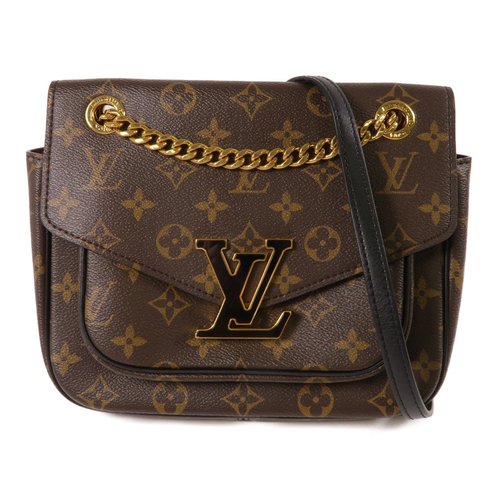 LOUIS VUITTON Monogram Passy金扣肩背袋棕色