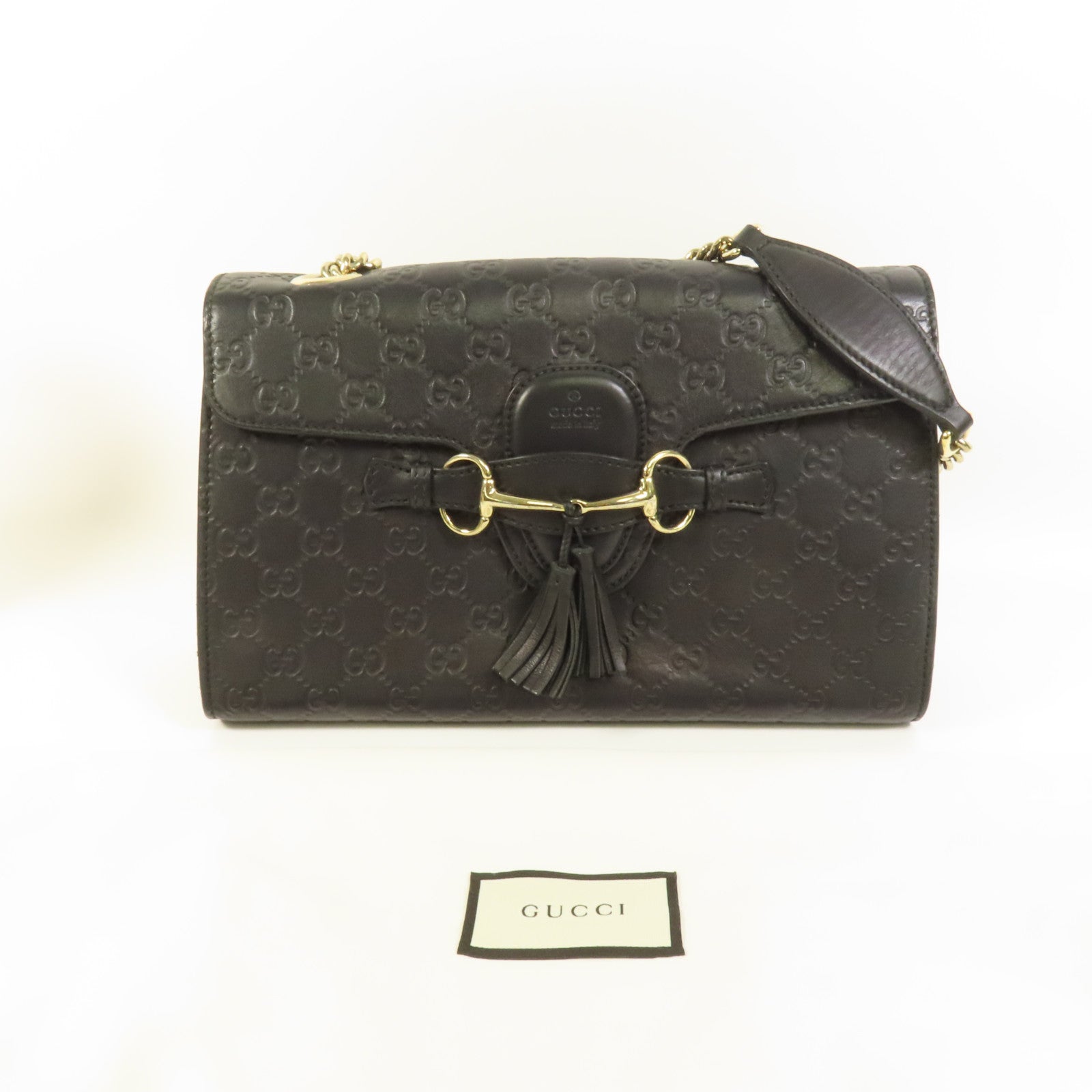 GUCCI 牛皮皮革Emily金扣鏈帶肩背袋