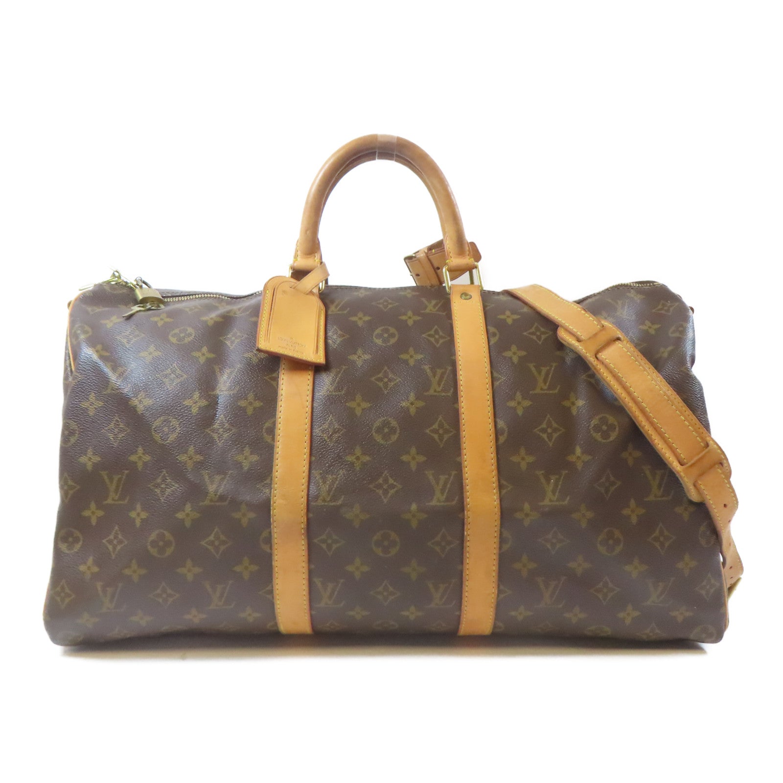 LOUIS VUITTON Monogram Keepall Bandouliere 50 Travel Bag金扣手挽肩背兩用袋啡色