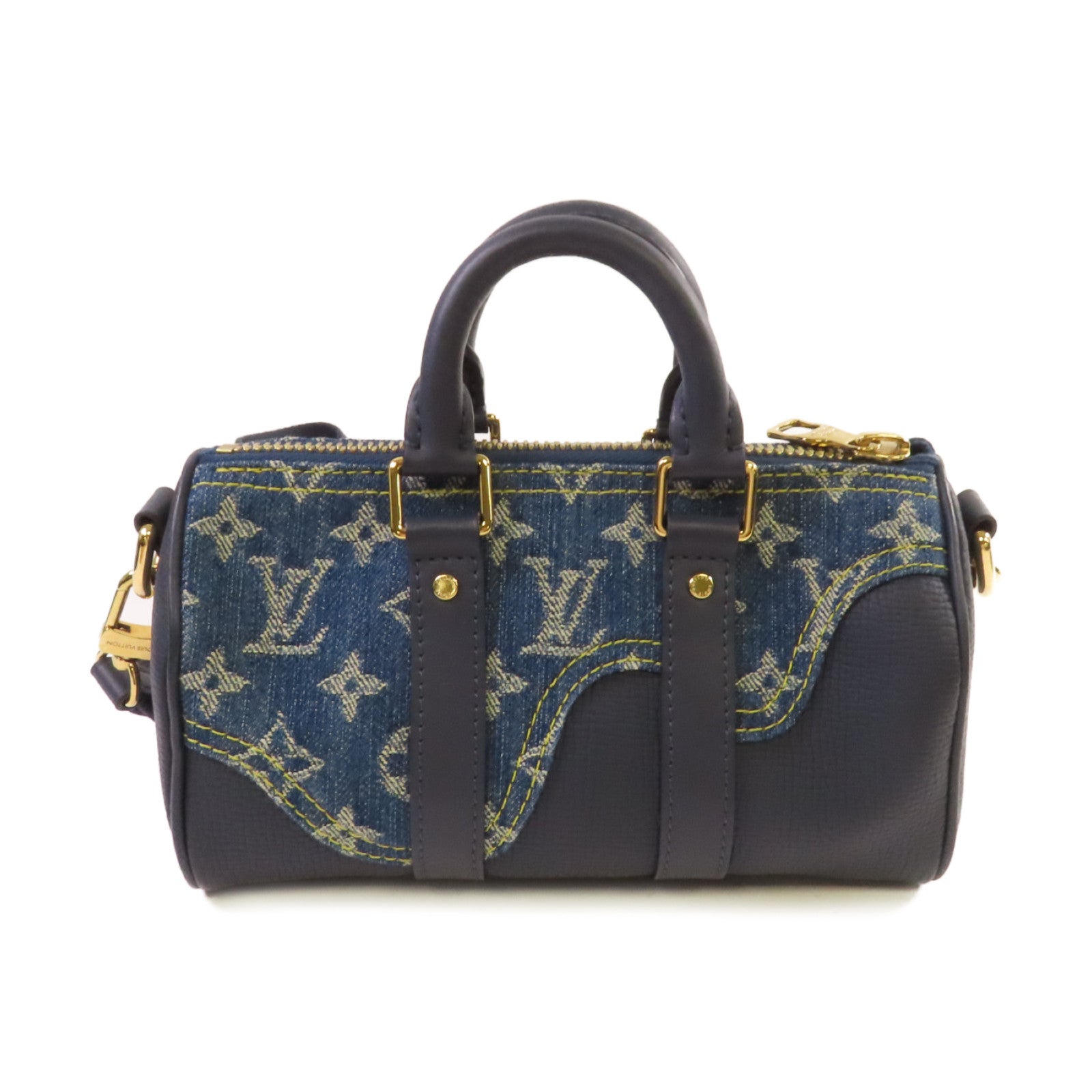 LOUIS VUITTON Monogram Denim Nigo Keepall XS Bag金扣手挽肩背兩用袋藍色