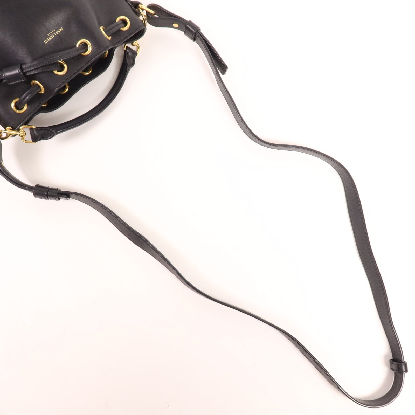 SAINT LAURENT 牛皮皮革Bucket Bag金扣手挽肩背兩用袋