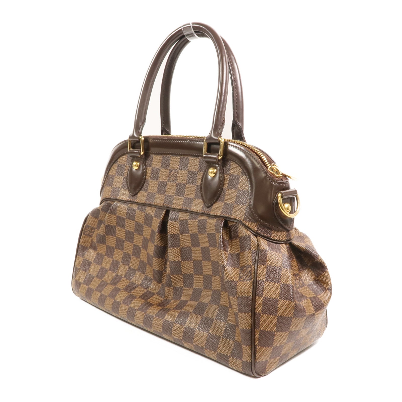 LOUIS VUITTON Damier Trevi金扣手挽肩背兩用袋