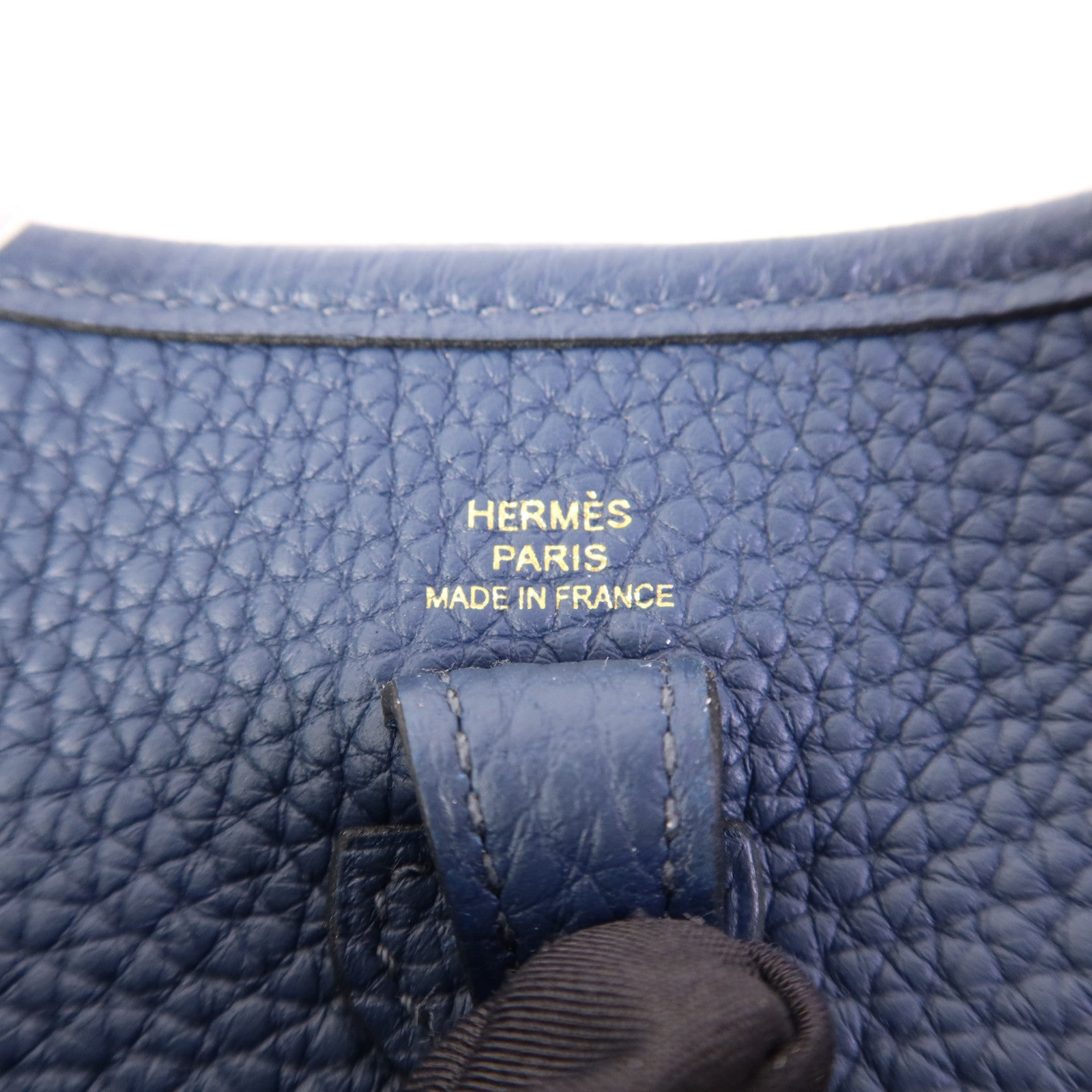 HERMES Clemence皮革Evelyne TPM金扣肩背袋Bleu de Prusse
