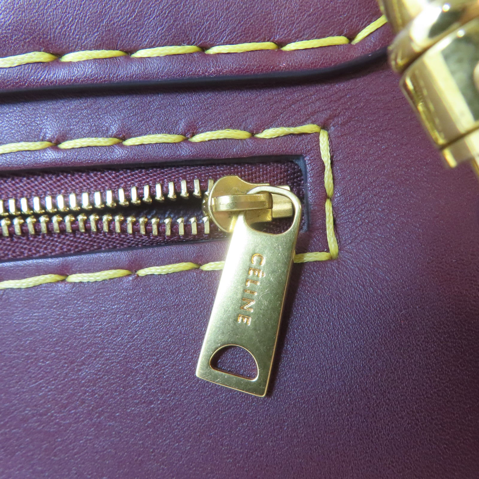 CELINE 牛皮皮革Trapeze金扣手挽肩背兩用袋啡紅色
