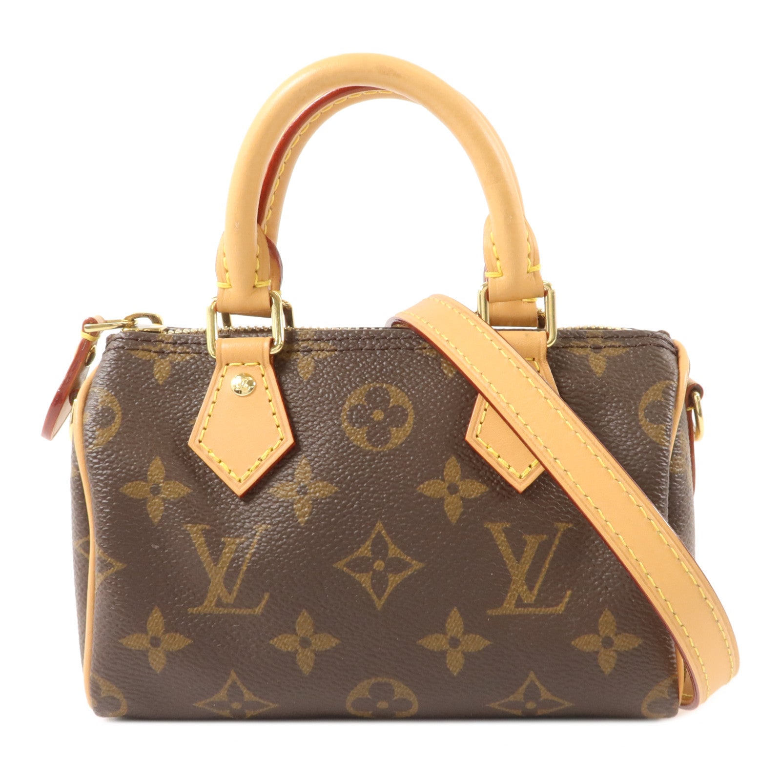 LOUIS VUITTON Monogram Nano Speedy金扣手挽肩背兩用袋