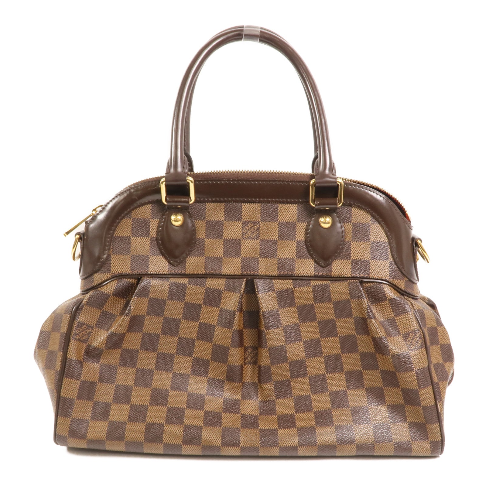 LOUIS VUITTON Damier Trevi金扣手挽肩背兩用袋