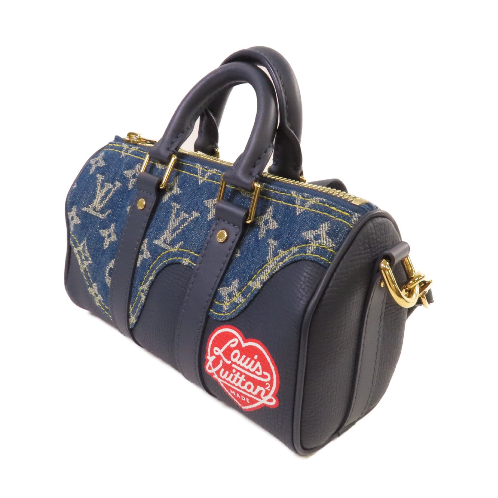 LOUIS VUITTON Monogram Denim Nigo Keepall XS Bag金扣手挽肩背兩用袋藍色