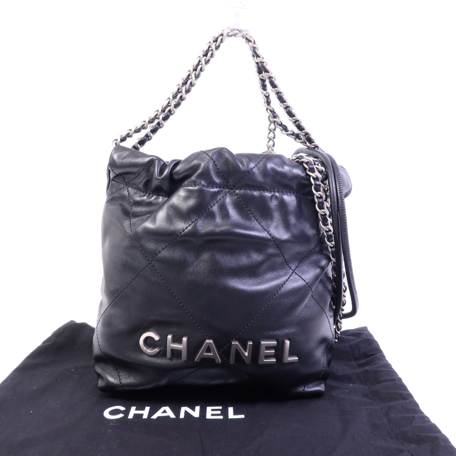 CHANEL 牛皮皮革Chanel 22 Mini銀扣手挽肩背兩用袋