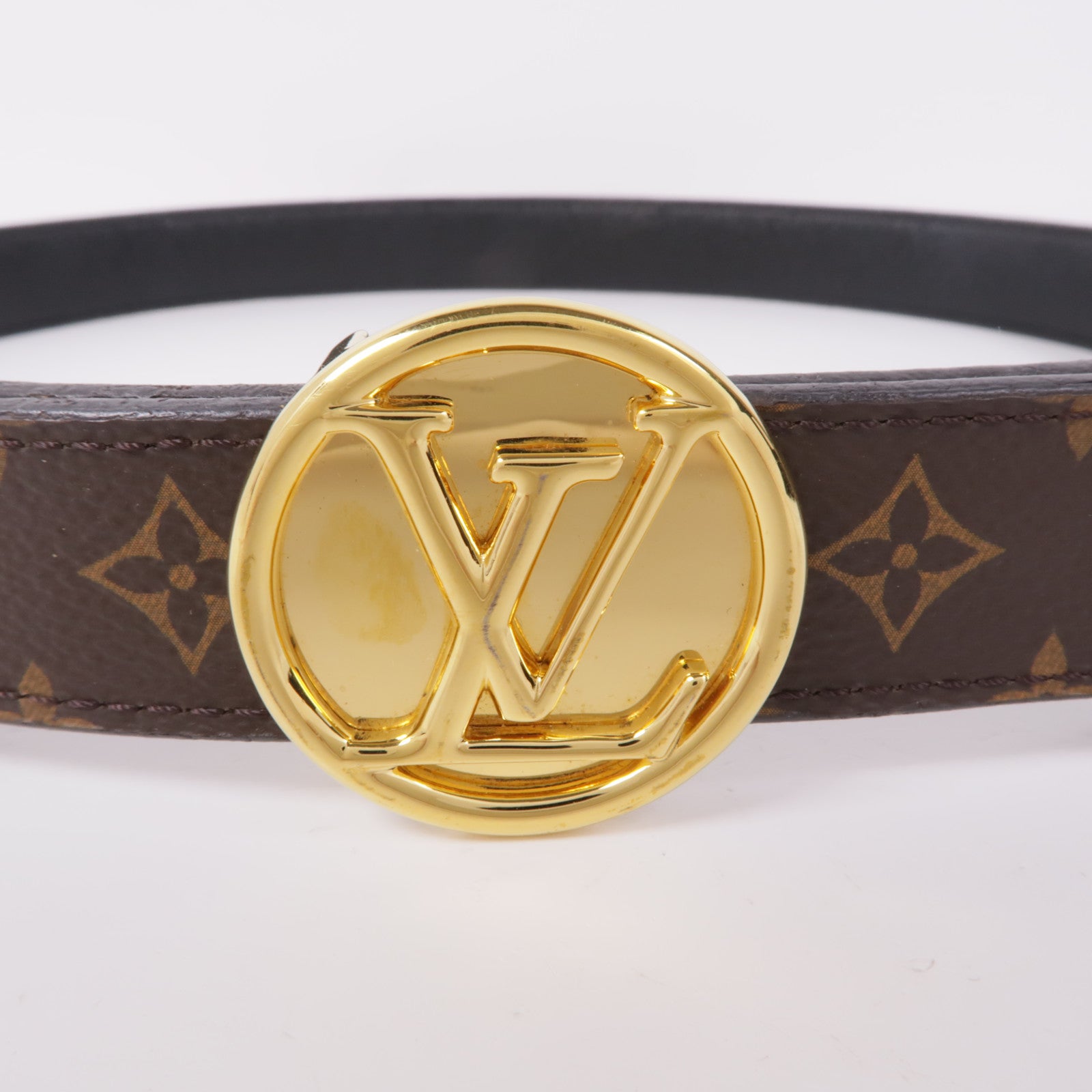 LOUIS VUITTON Monogram CIRELE GOLD REVERIBLE金扣皮帶