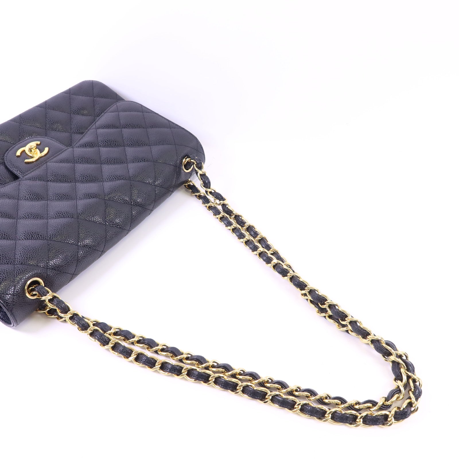 CHANEL 牛皮皮革Large Classic金扣鏈帶肩背袋