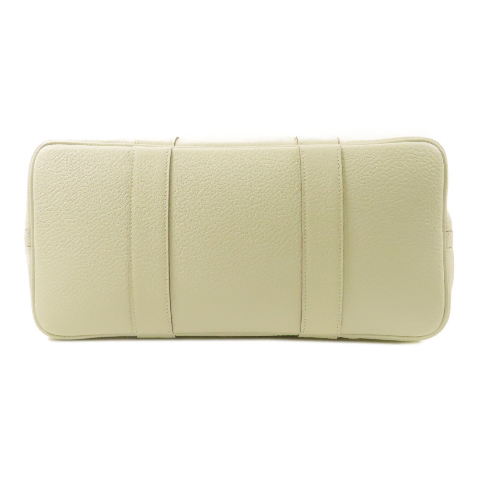 HERMES 帆布Garden Party PM手挽袋Lime/Blanc