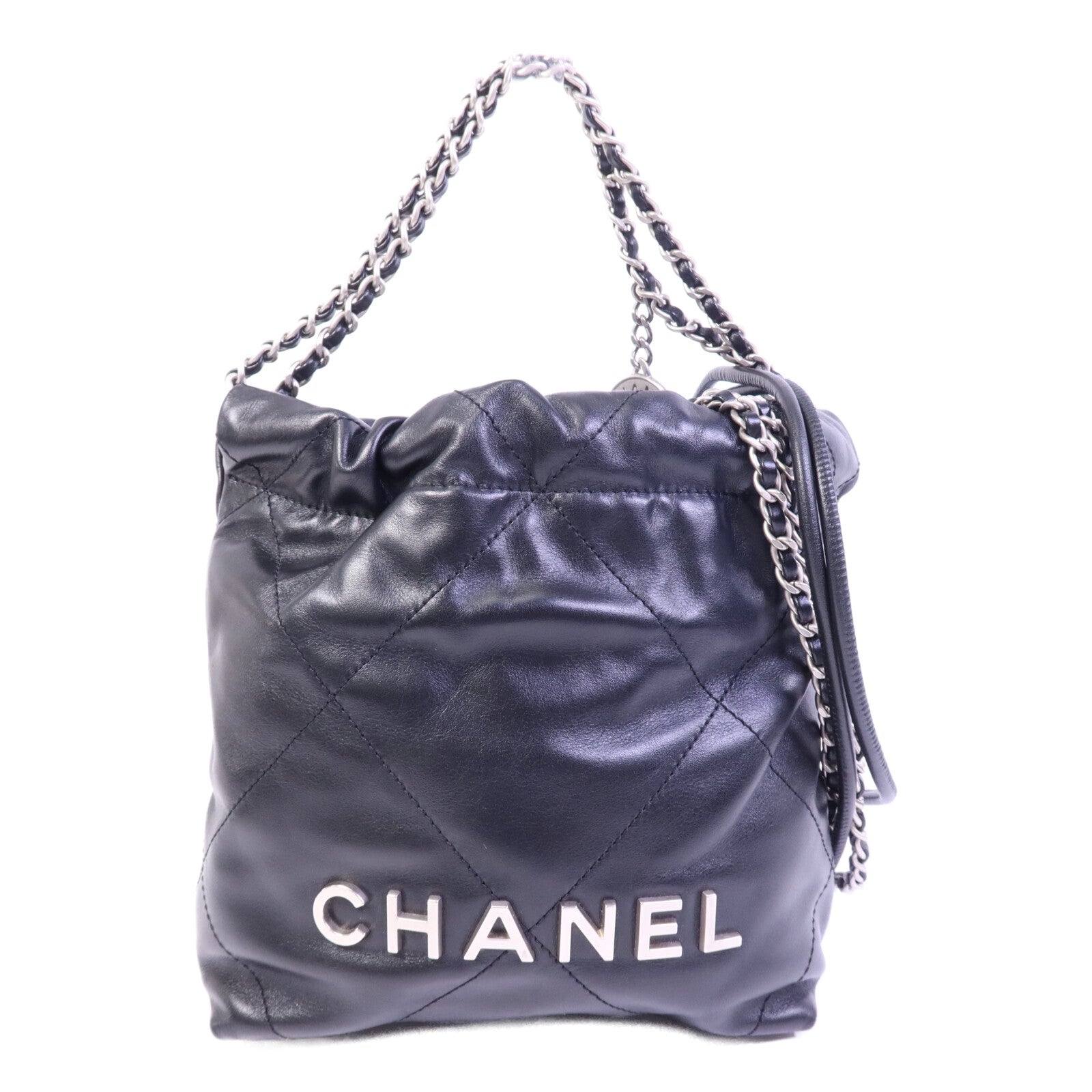CHANEL 牛皮皮革Chanel 22 Mini銀扣手挽肩背兩用袋