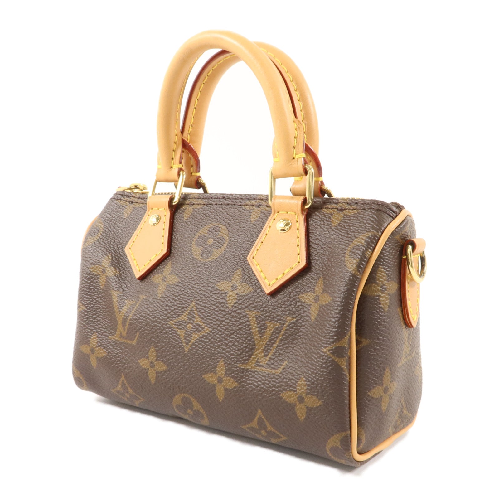 LOUIS VUITTON Monogram Nano Speedy金扣手挽肩背兩用袋