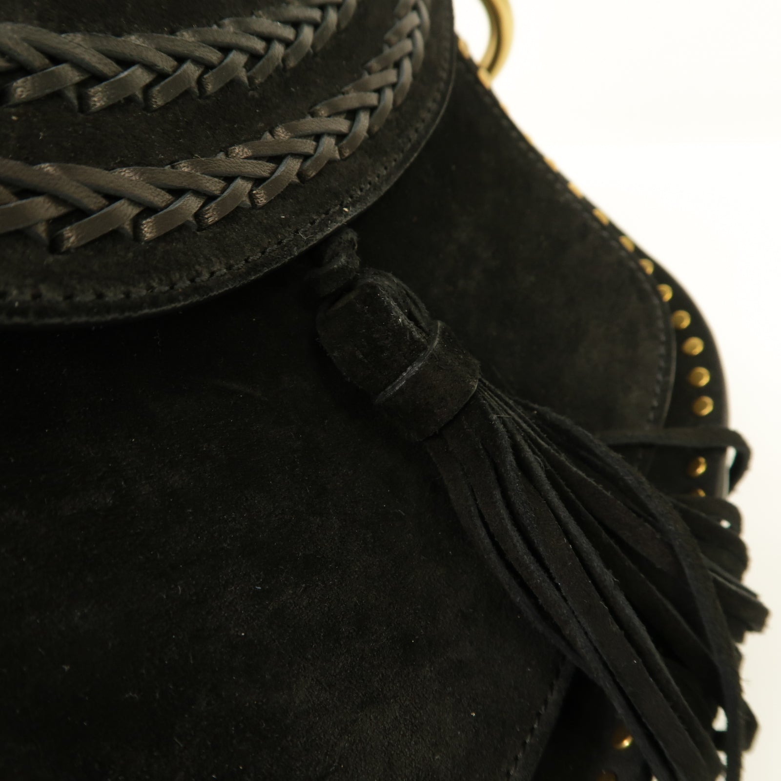 Chloe 【激減優惠】麂皮皮革Hudson Shoulder Bag金扣肩背袋黒色