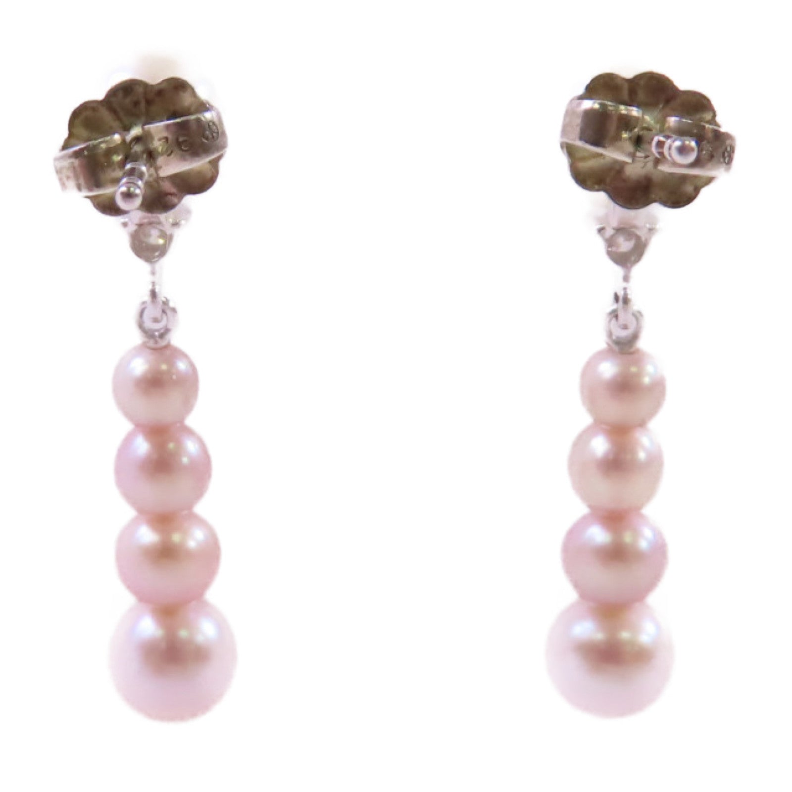 MIKIMOTO 925純銀/珍珠Pearl Earrings銀扣耳環