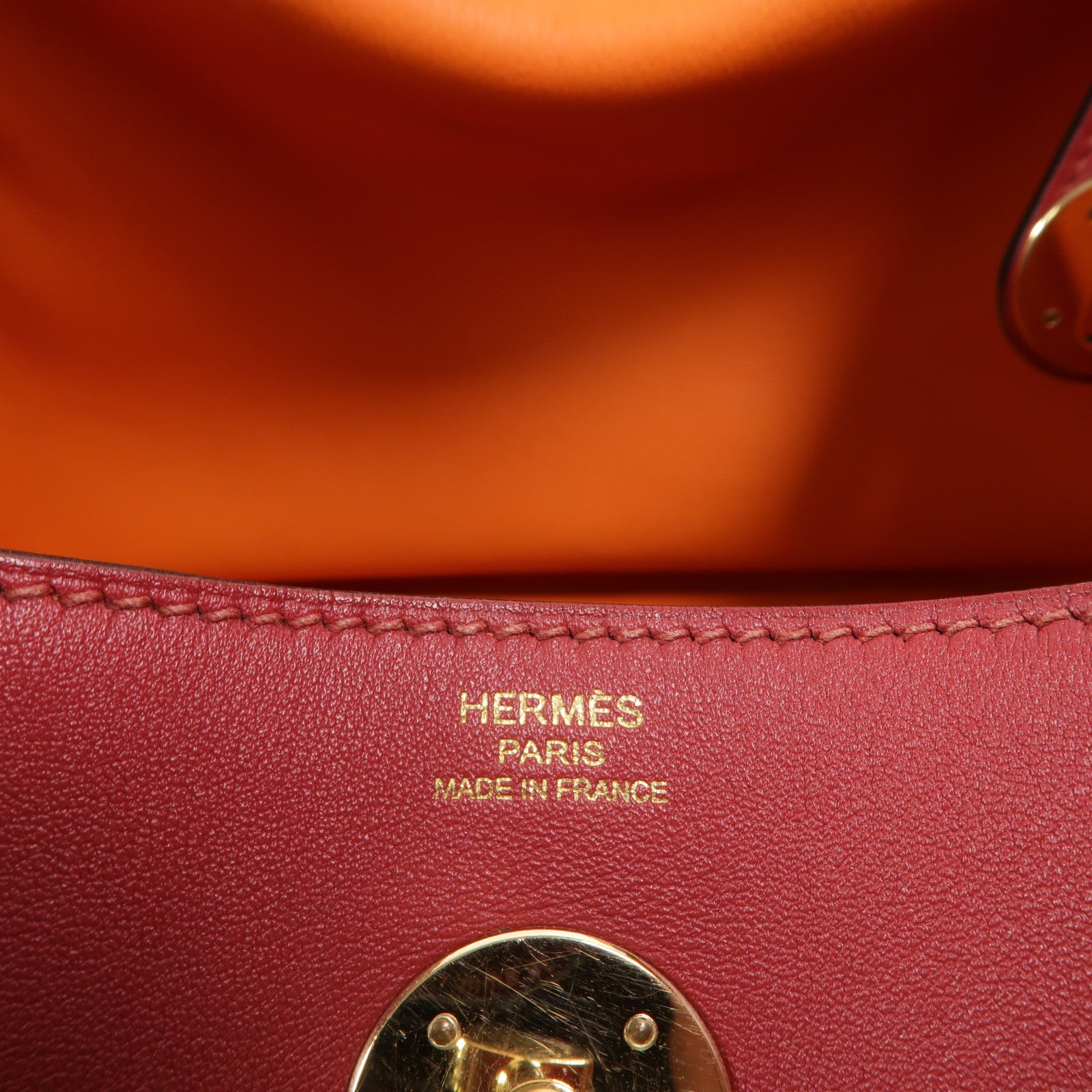 HERMES 皮革Lindy 26手挽肩背兩用袋Rouge Grenade/Orange