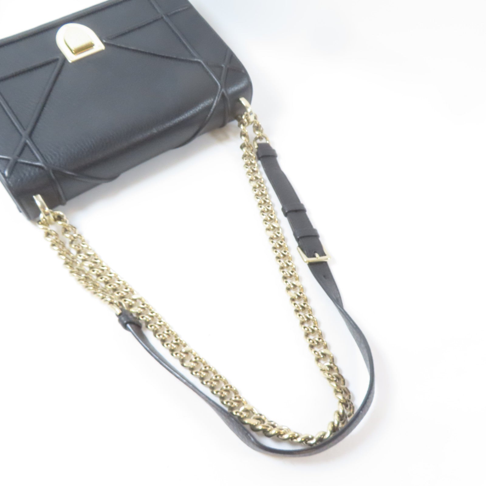 Dior 【激減優惠】牛皮皮革Diorama金扣鏈帶肩背袋黑色