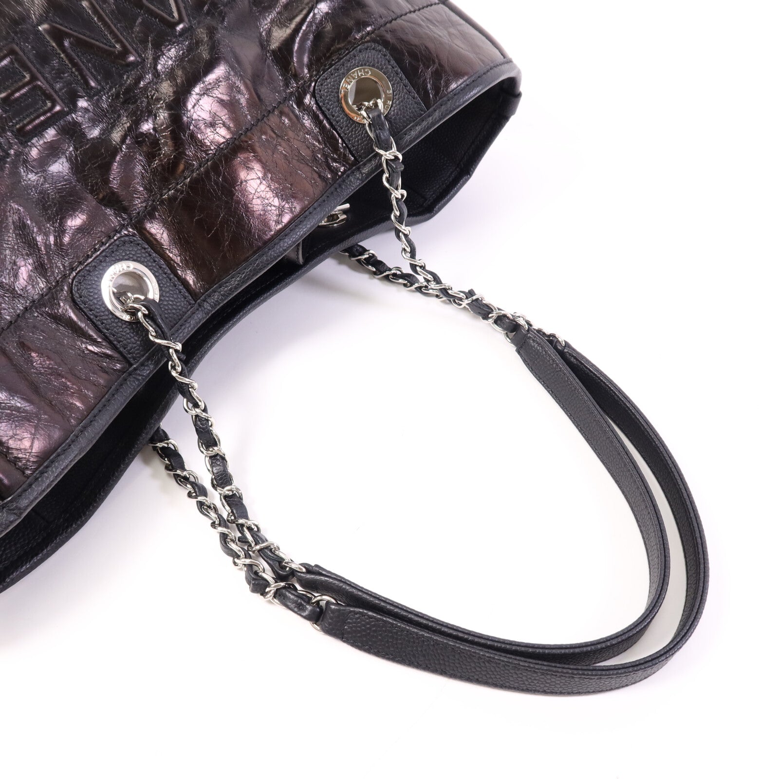 CHANEL 牛皮皮革Deauville Tote Bag銀扣手挽袋