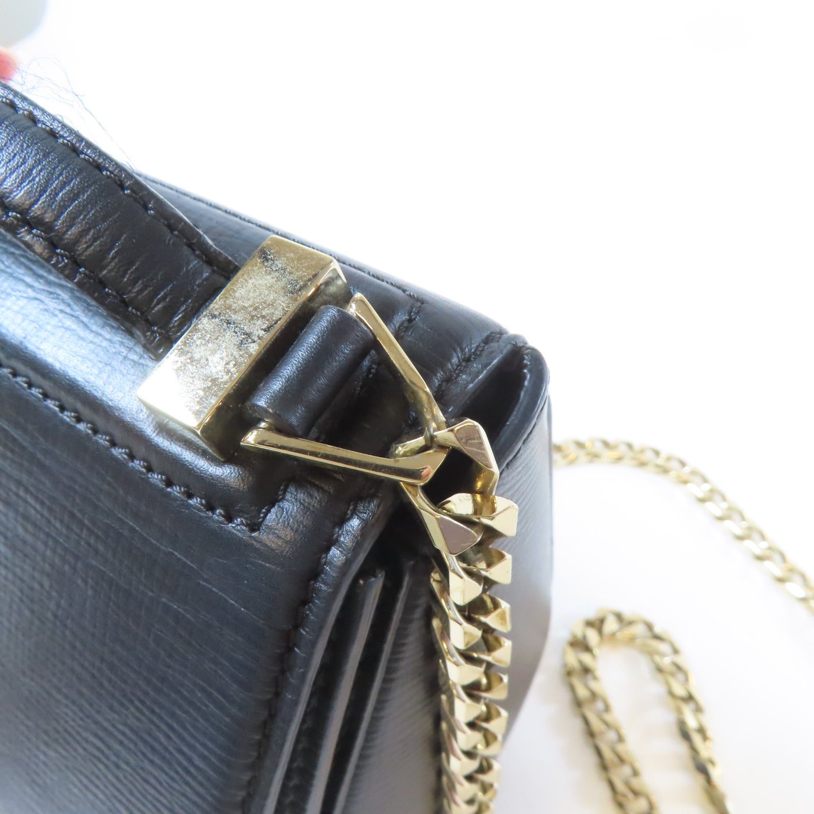 GIVENCHY 牛皮皮革 Pandora Box 金扣 鏈帶肩背袋 黑色
