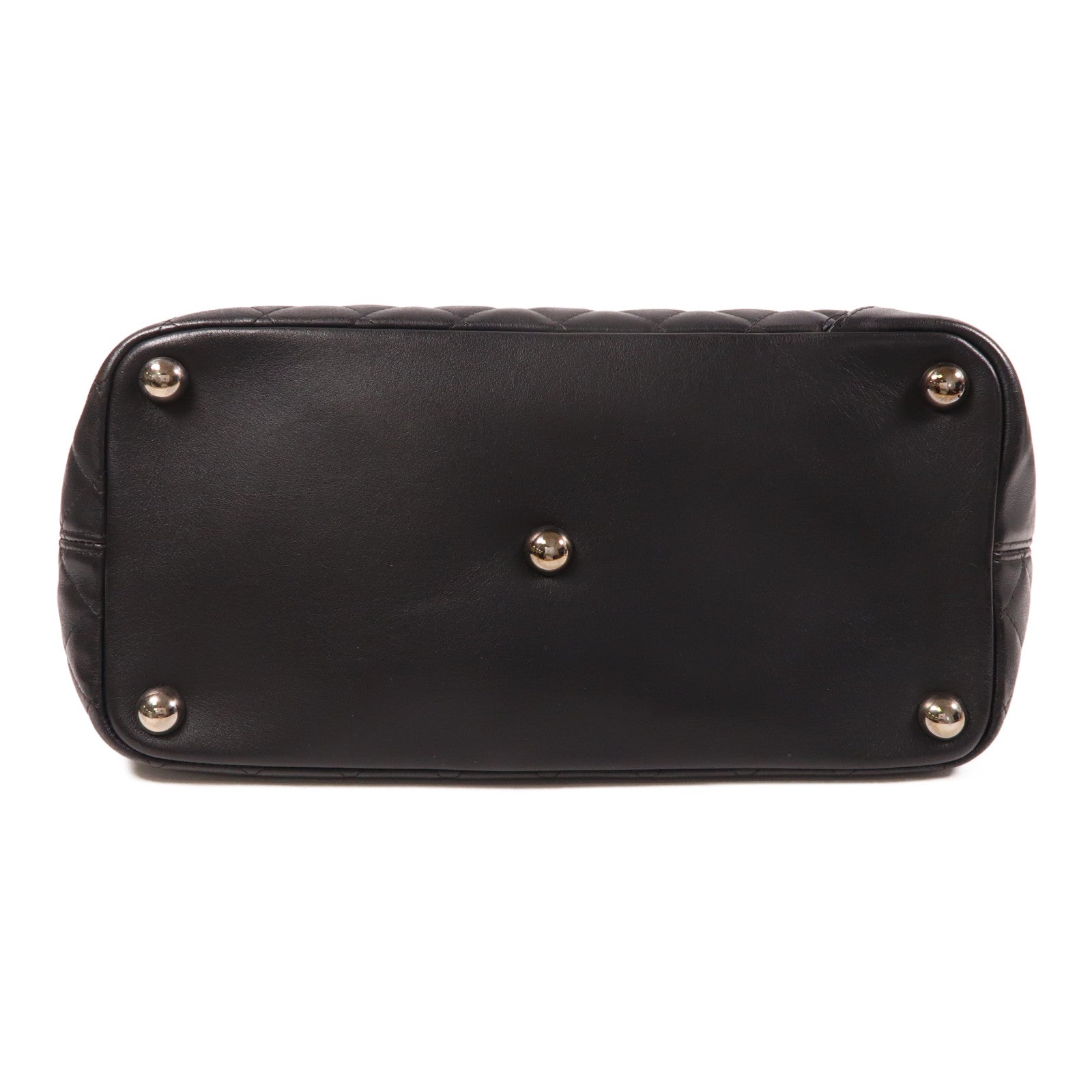 CHANEL 牛皮皮革Cambon Tote Bag銀扣肩背袋黑色