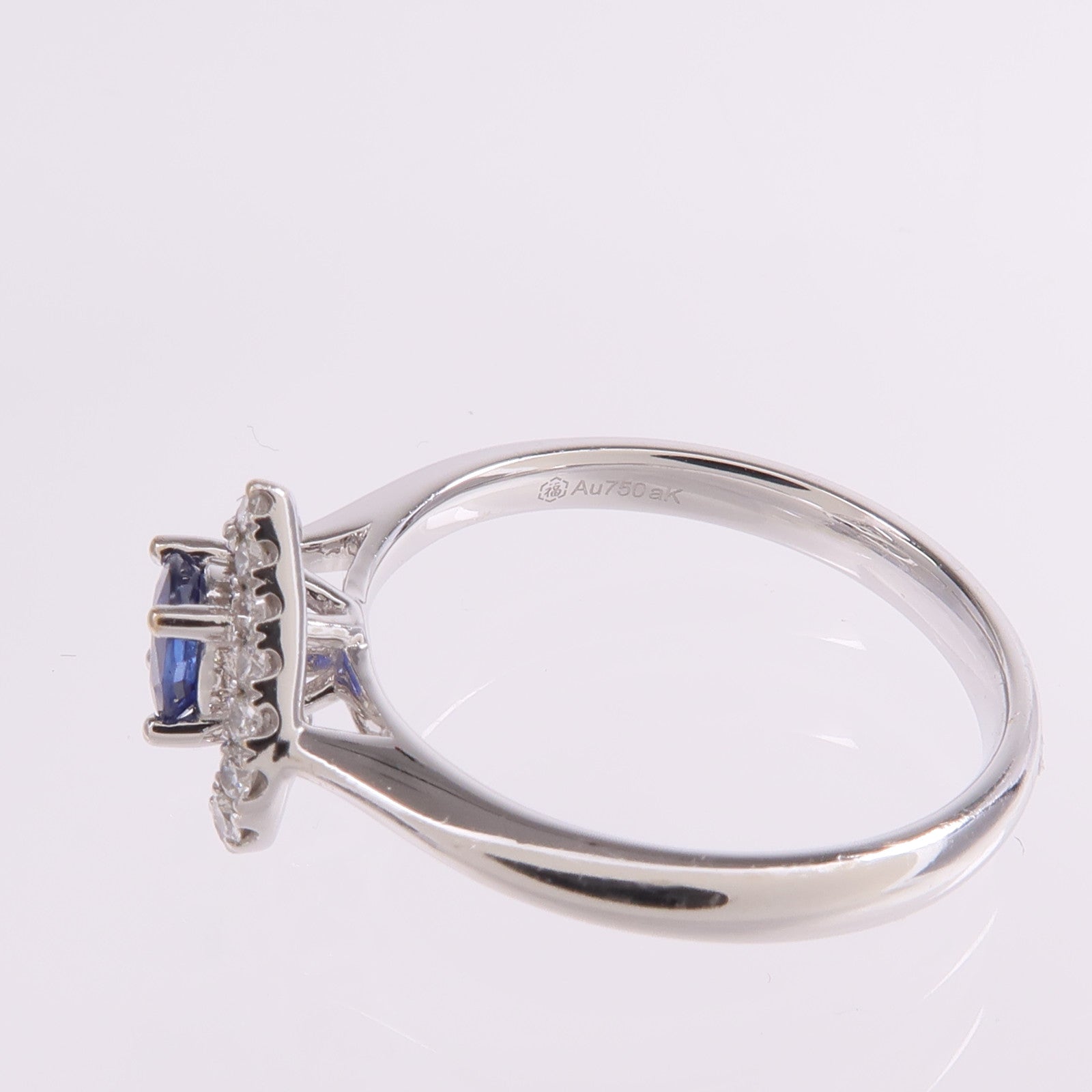 JEWELRY 【激減優惠】18K白金Sapphire Diamond Ring藍寶石/鑽石戒指US#6