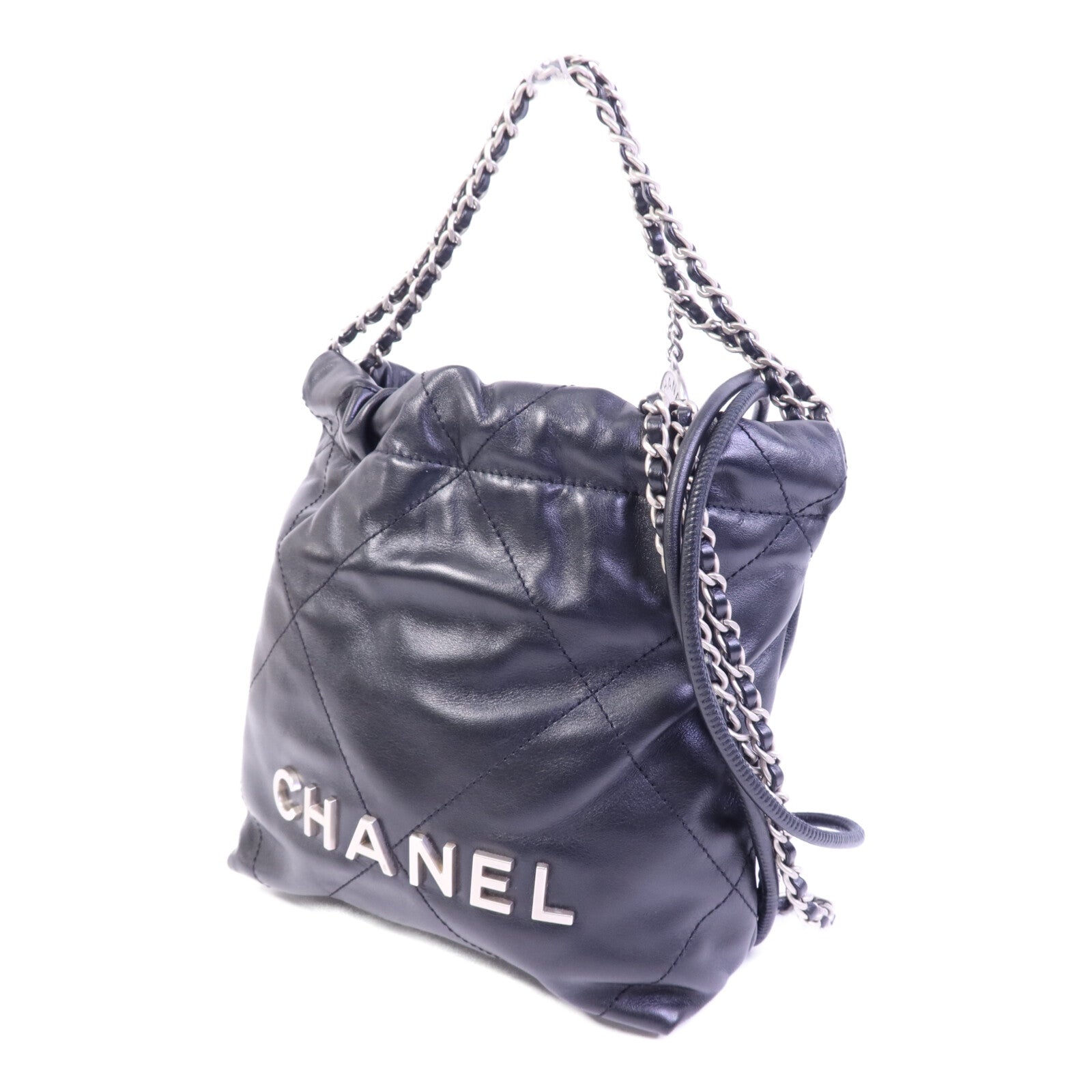 CHANEL 牛皮皮革Chanel 22 Mini銀扣手挽肩背兩用袋