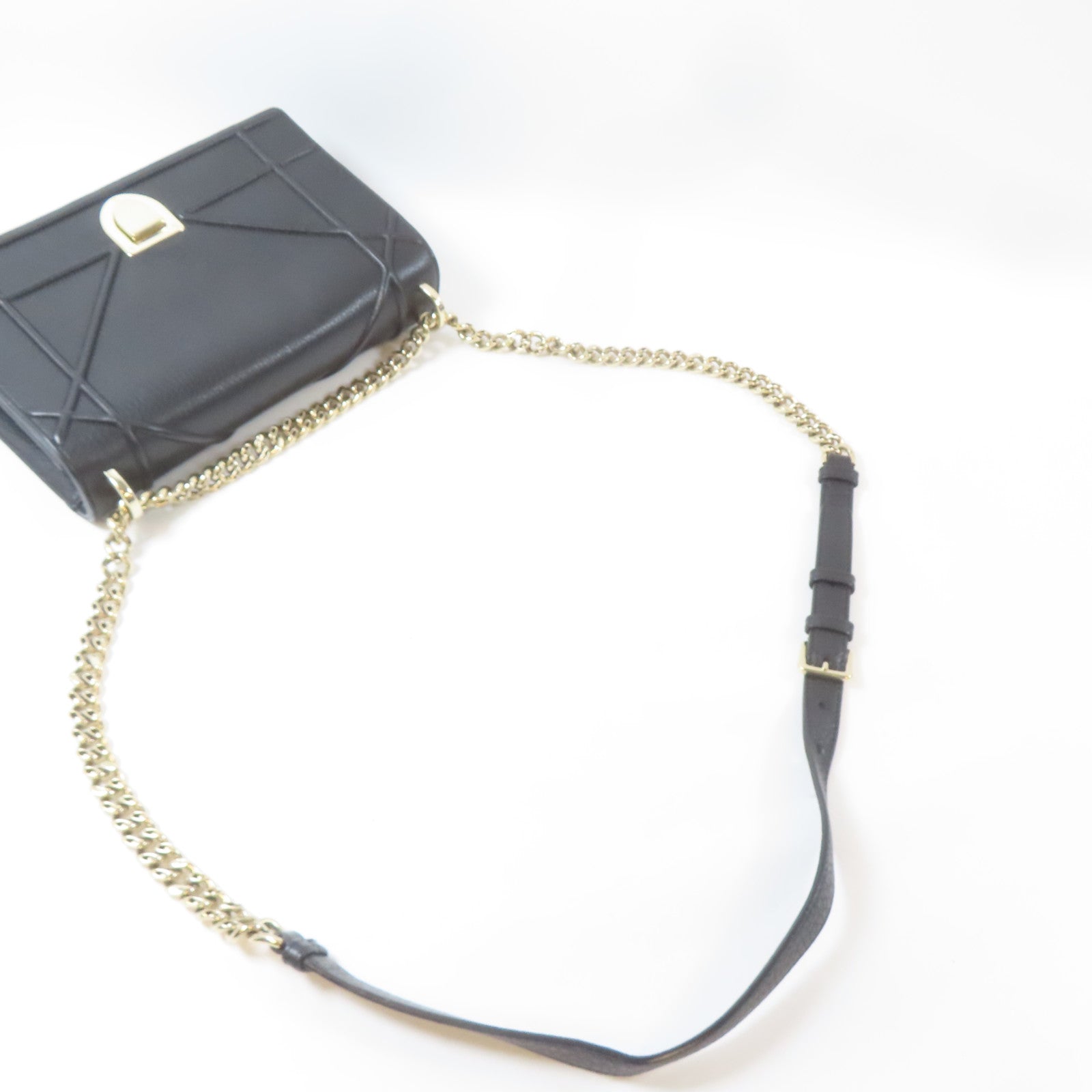 Dior 【激減優惠】牛皮皮革Diorama金扣鏈帶肩背袋黑色