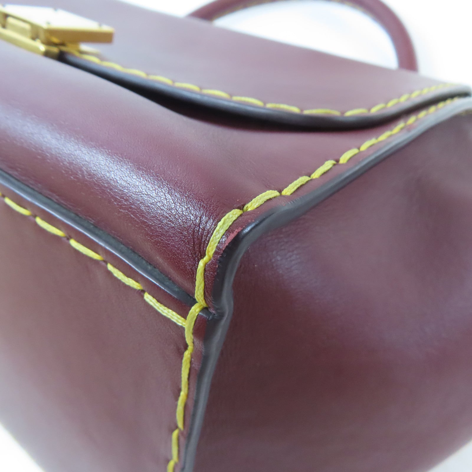 CELINE 牛皮皮革Trapeze金扣手挽肩背兩用袋啡紅色