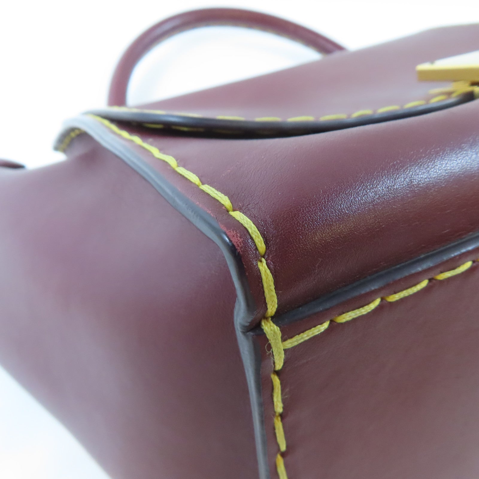 CELINE 牛皮皮革Trapeze金扣手挽肩背兩用袋啡紅色