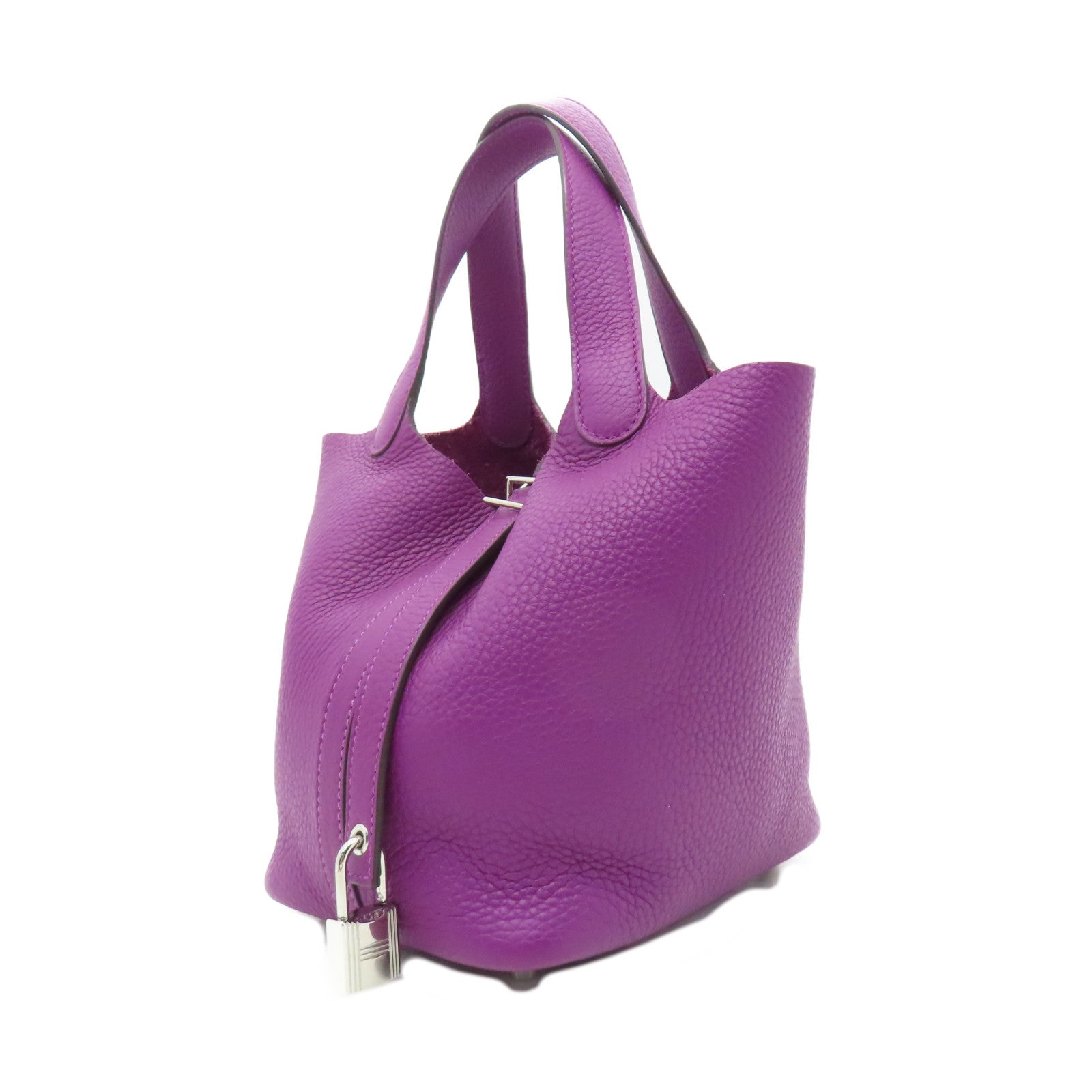 HERMES 【清倉大減價】Clemence Picotin PM銀扣手挽袋Anemone海葵紫色