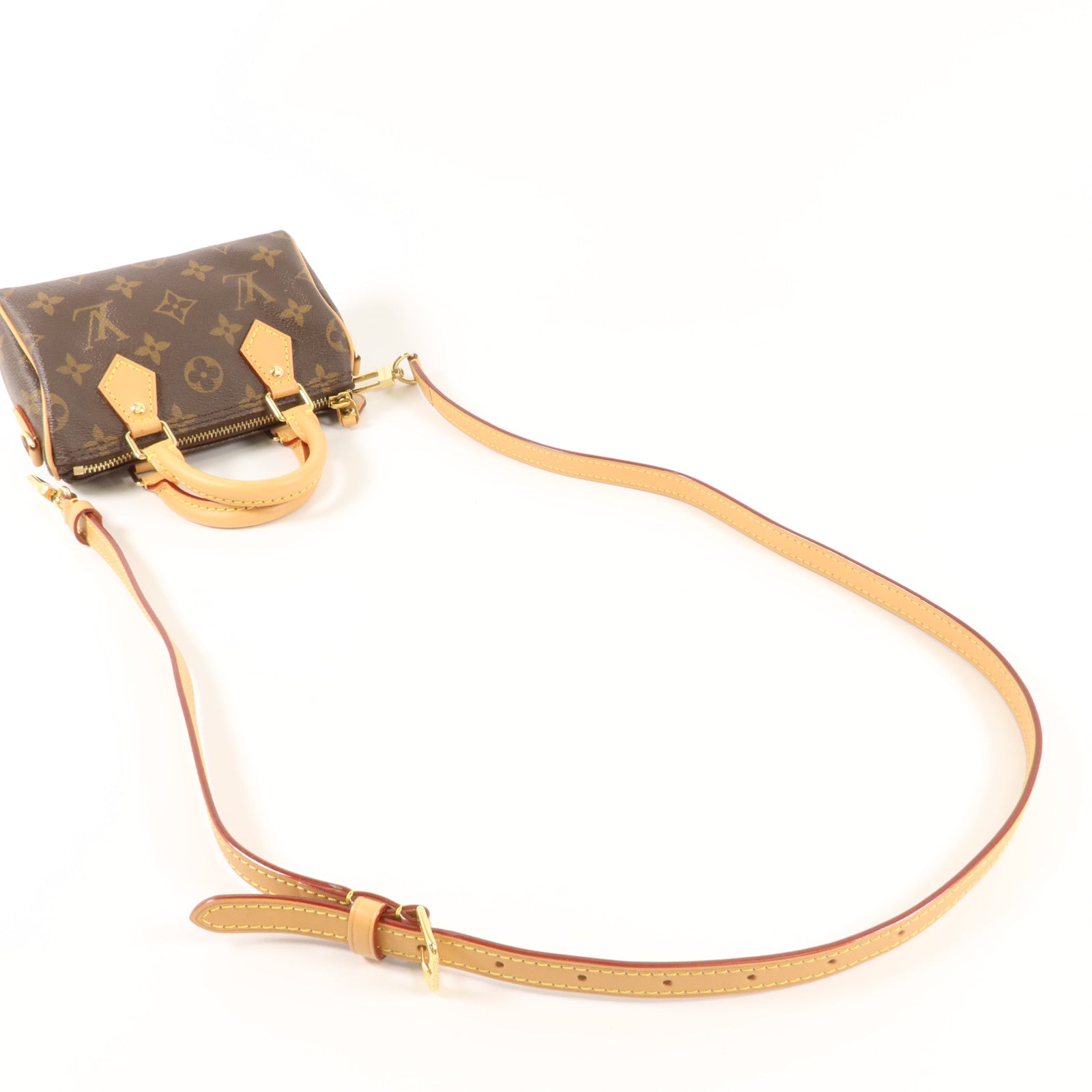 LOUIS VUITTON Monogram Nano Speedy金扣手挽肩背兩用袋