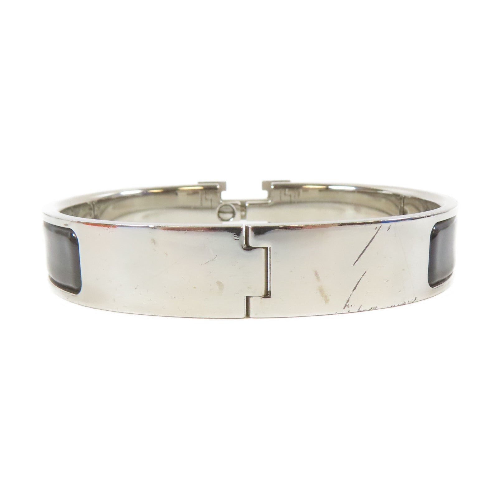 HERMES 金屬Clic H Bracelet手鐲銀色/黑色